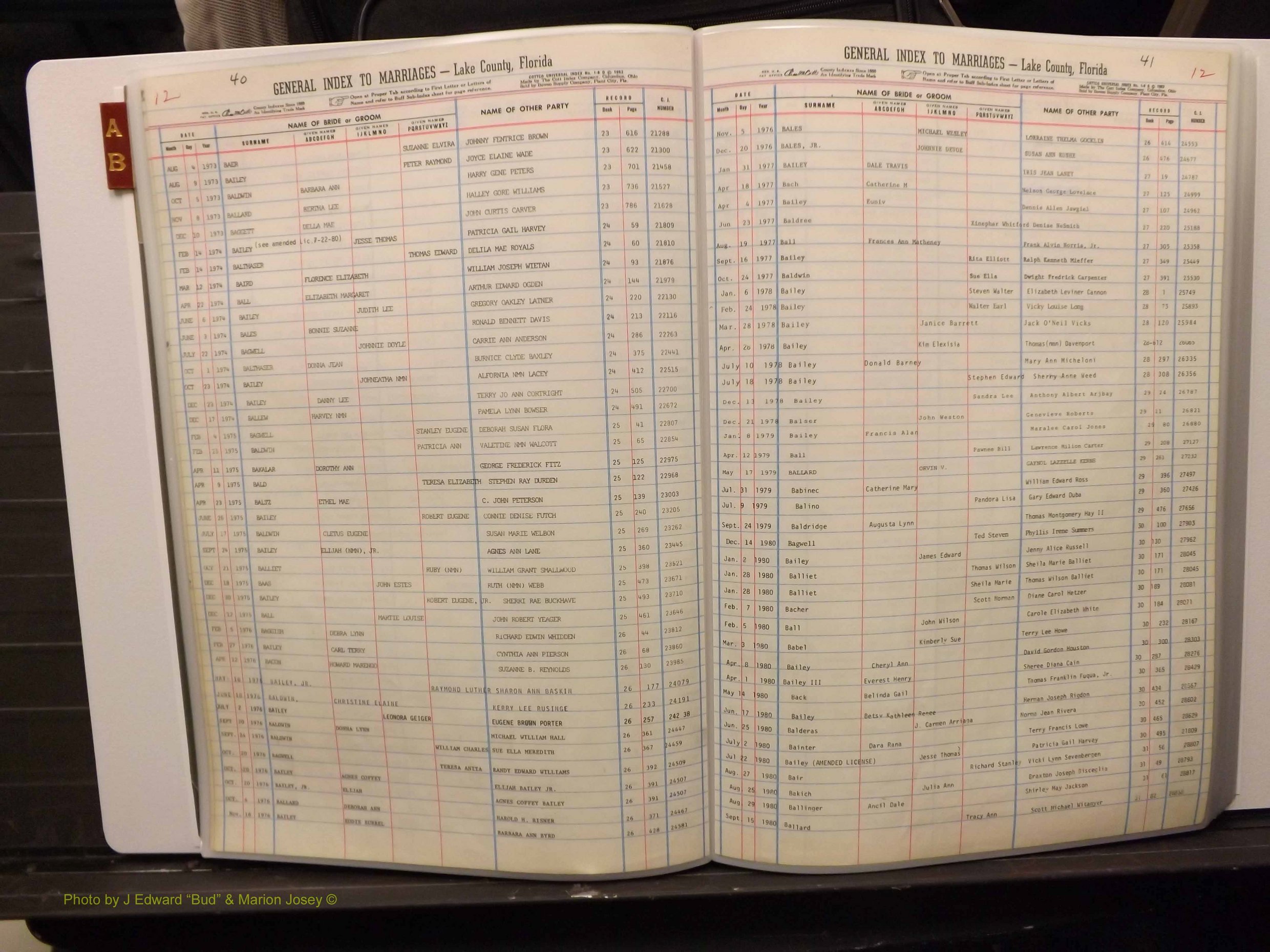 Lake Co, FL Marriage Index A-B, 1889-1986 (121).JPG