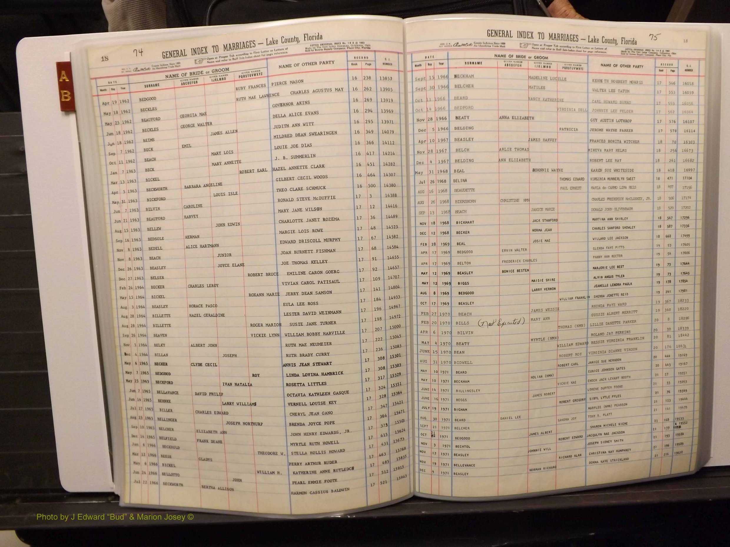 Lake Co, FL Marriage Index A-B, 1889-1986 (139).JPG