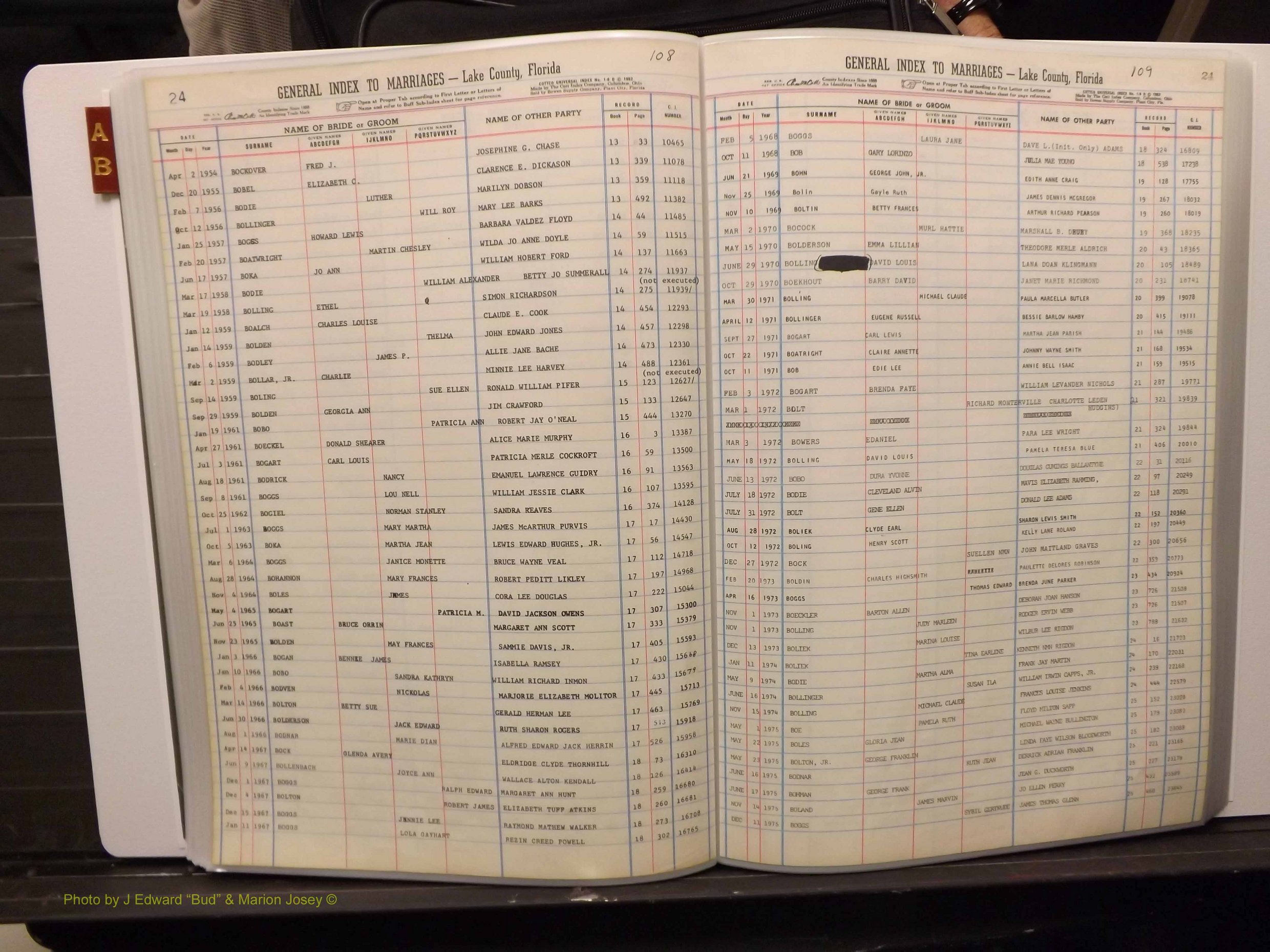 Lake Co, FL Marriage Index A-B, 1889-1986 (157).JPG