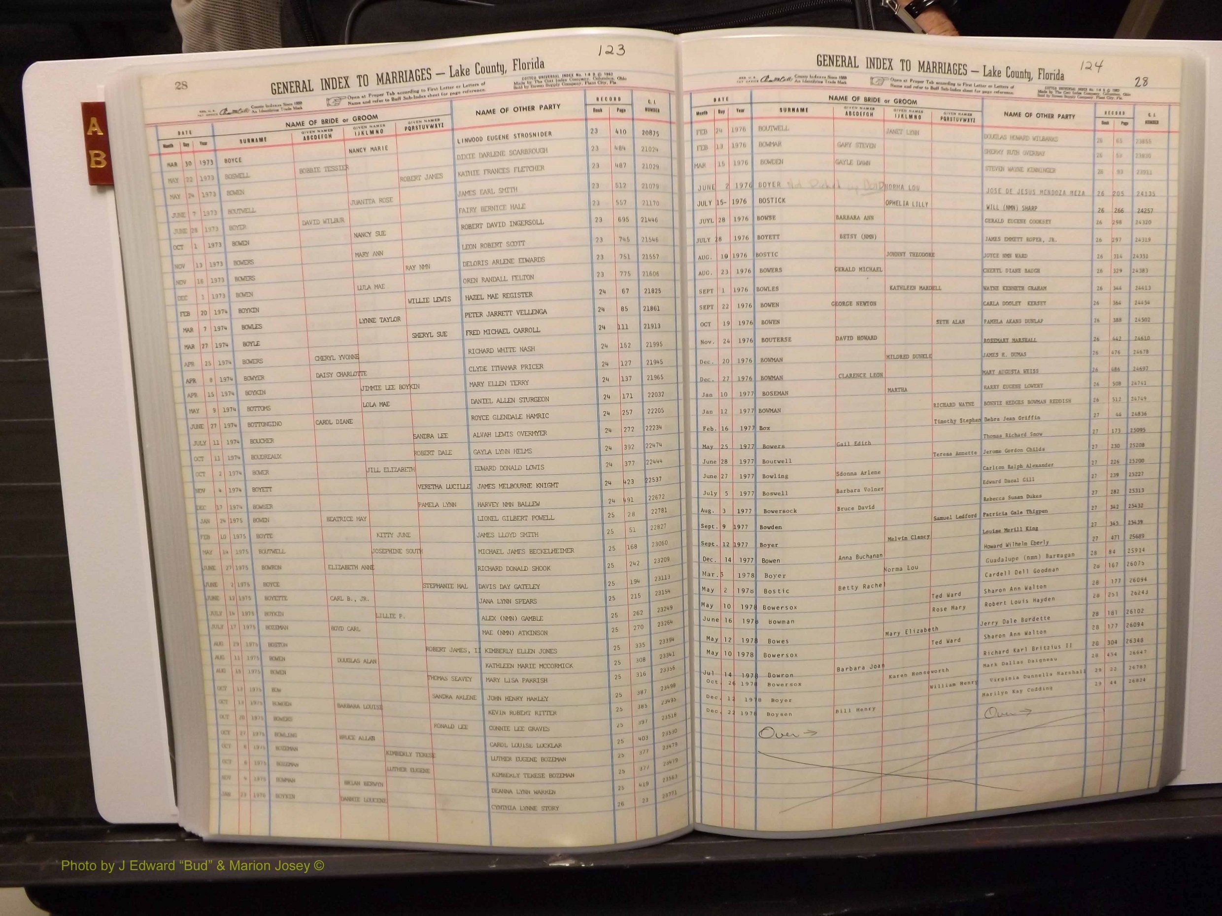 Lake Co, FL Marriage Index A-B, 1889-1986 (165).JPG