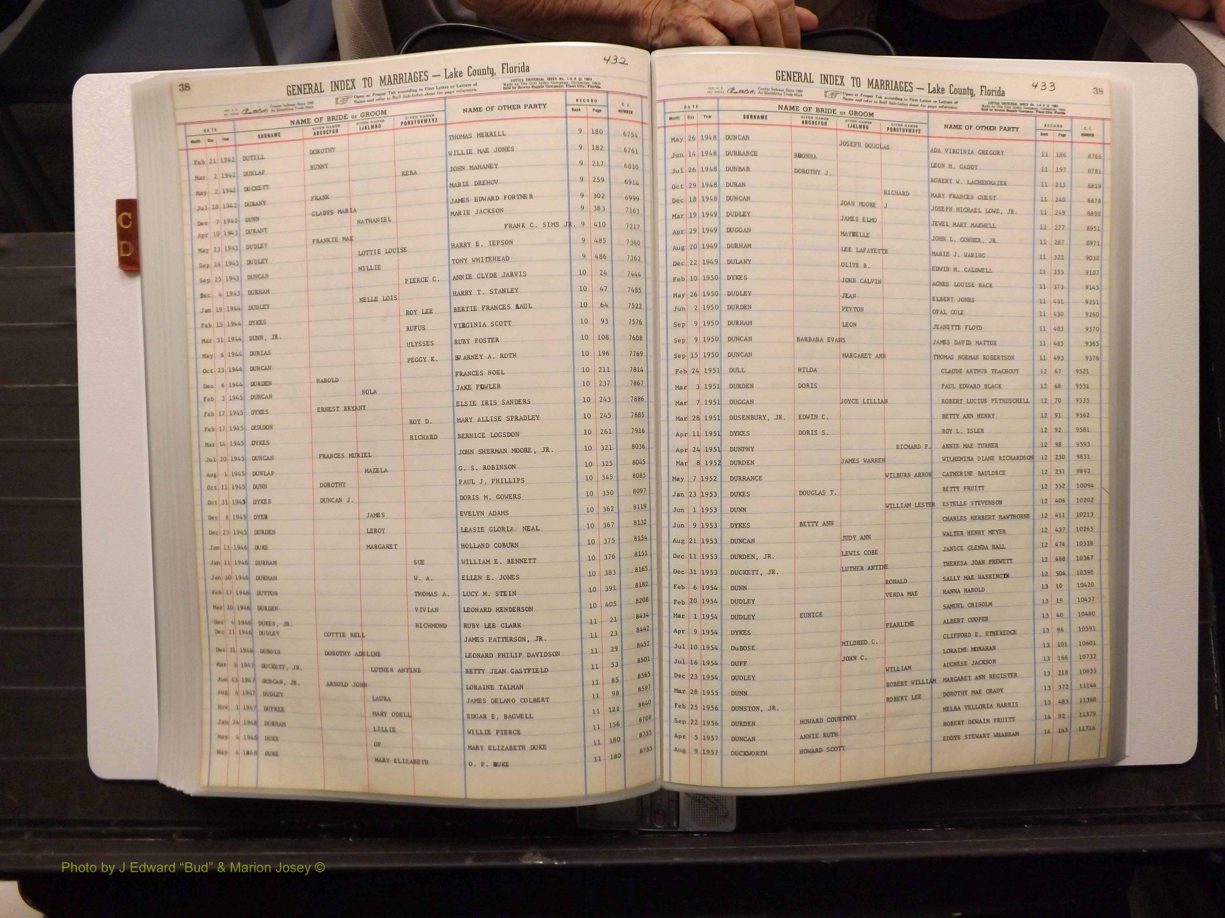 Lake Co, FL Marriage Index C-D, 1889-1986 (194).JPG