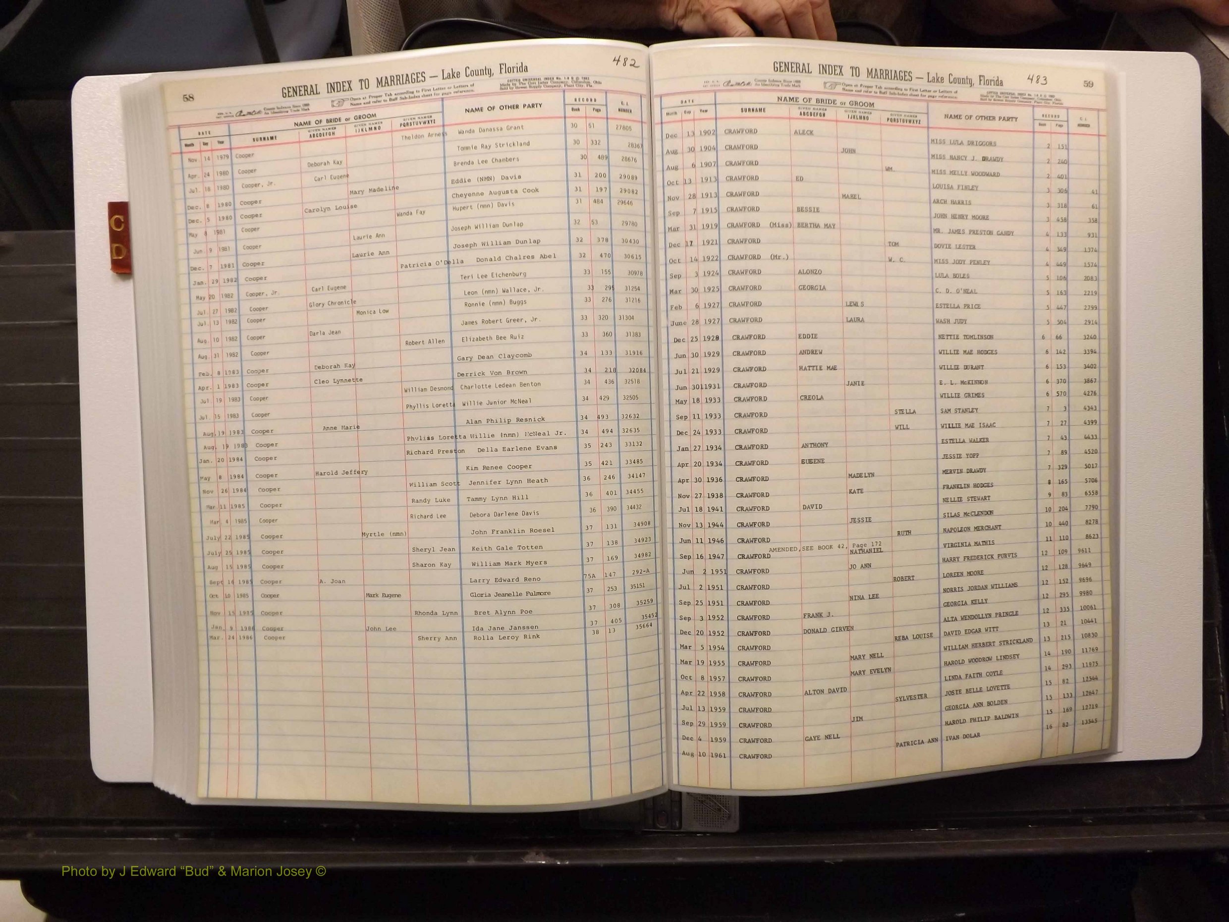 Lake Co, FL Marriage Index C-D, 1889-1986 (222).JPG