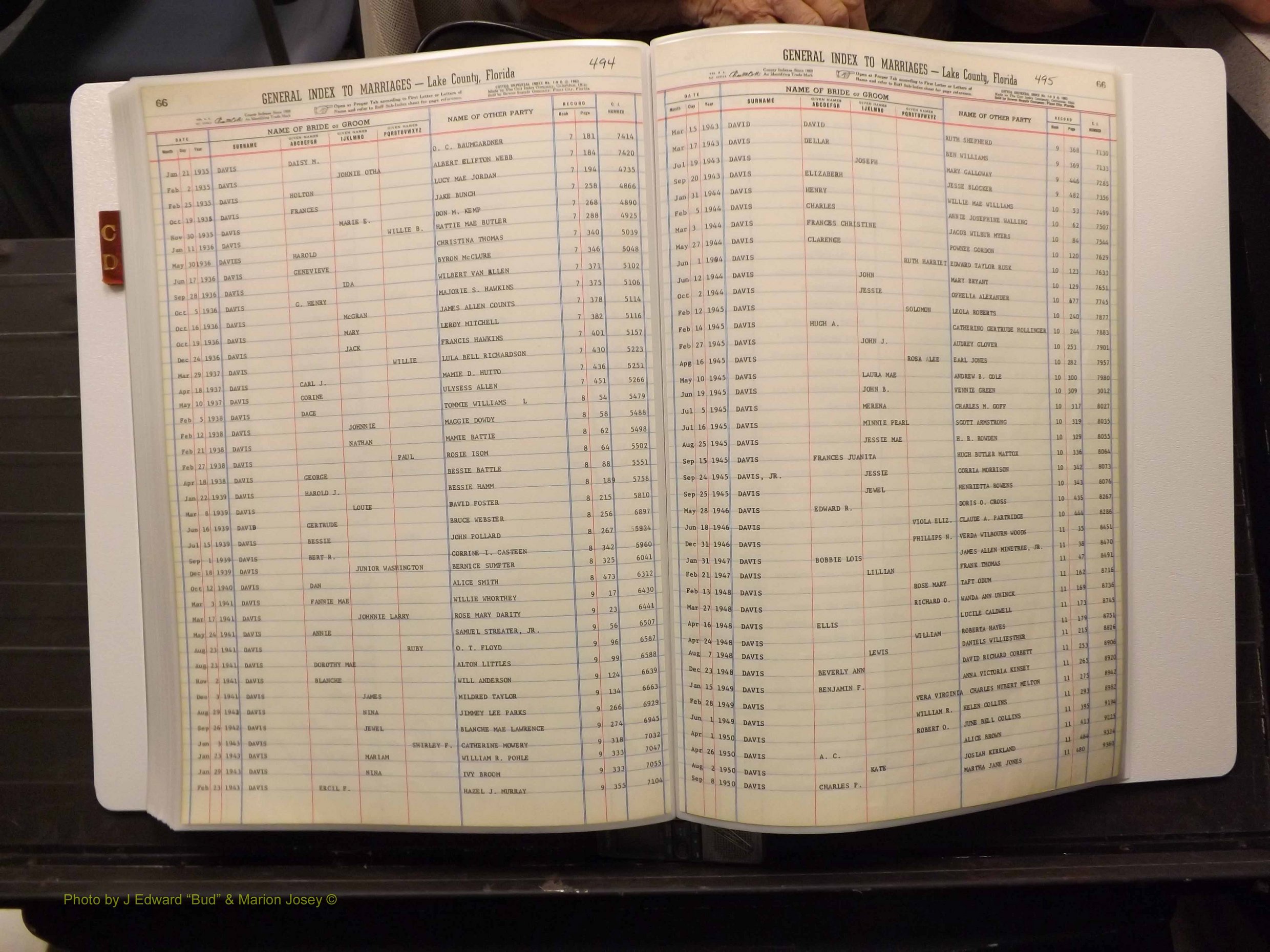 Lake Co, FL Marriage Index C-D, 1889-1986 (229).JPG