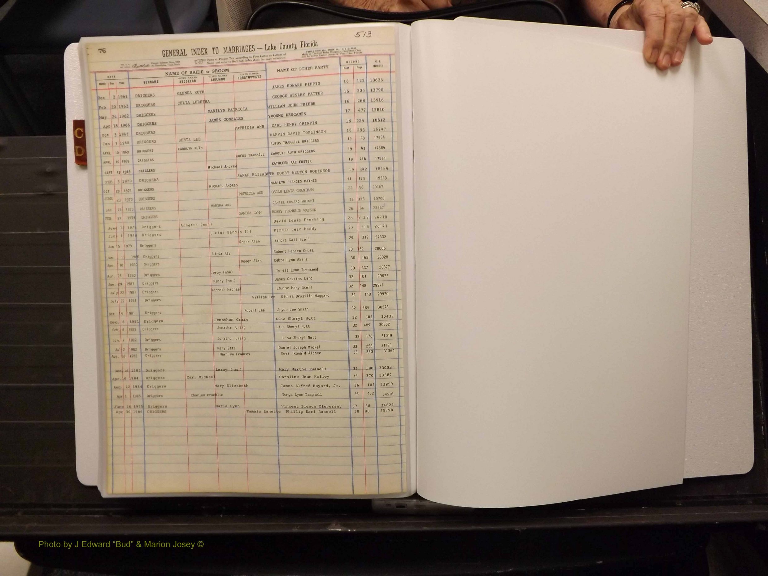 Lake Co, FL Marriage Index C-D, 1889-1986 (240).JPG