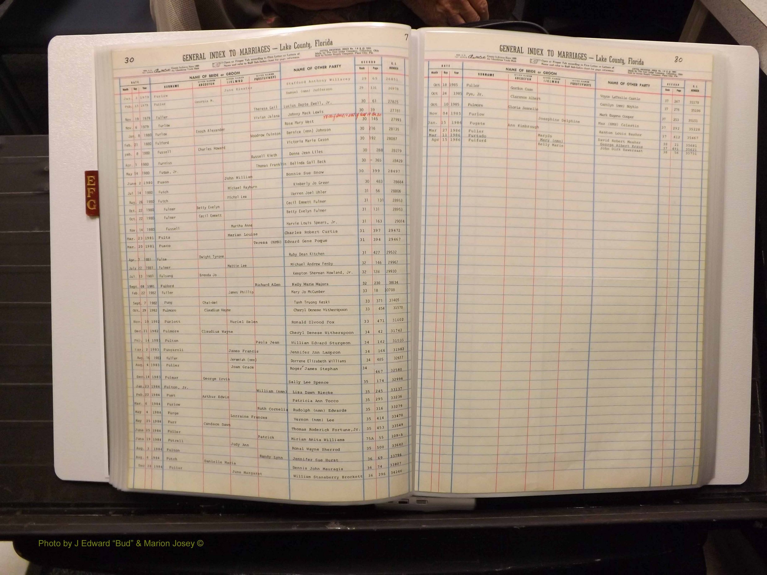 Lake Co, FL Marriage Index E-F-G, 1889-1986 (145).JPG