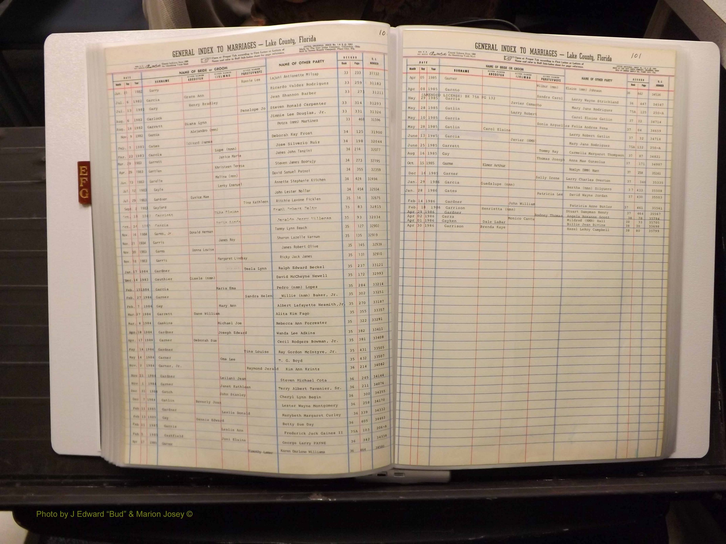Lake Co, FL Marriage Index E-F-G, 1889-1986 (156).JPG