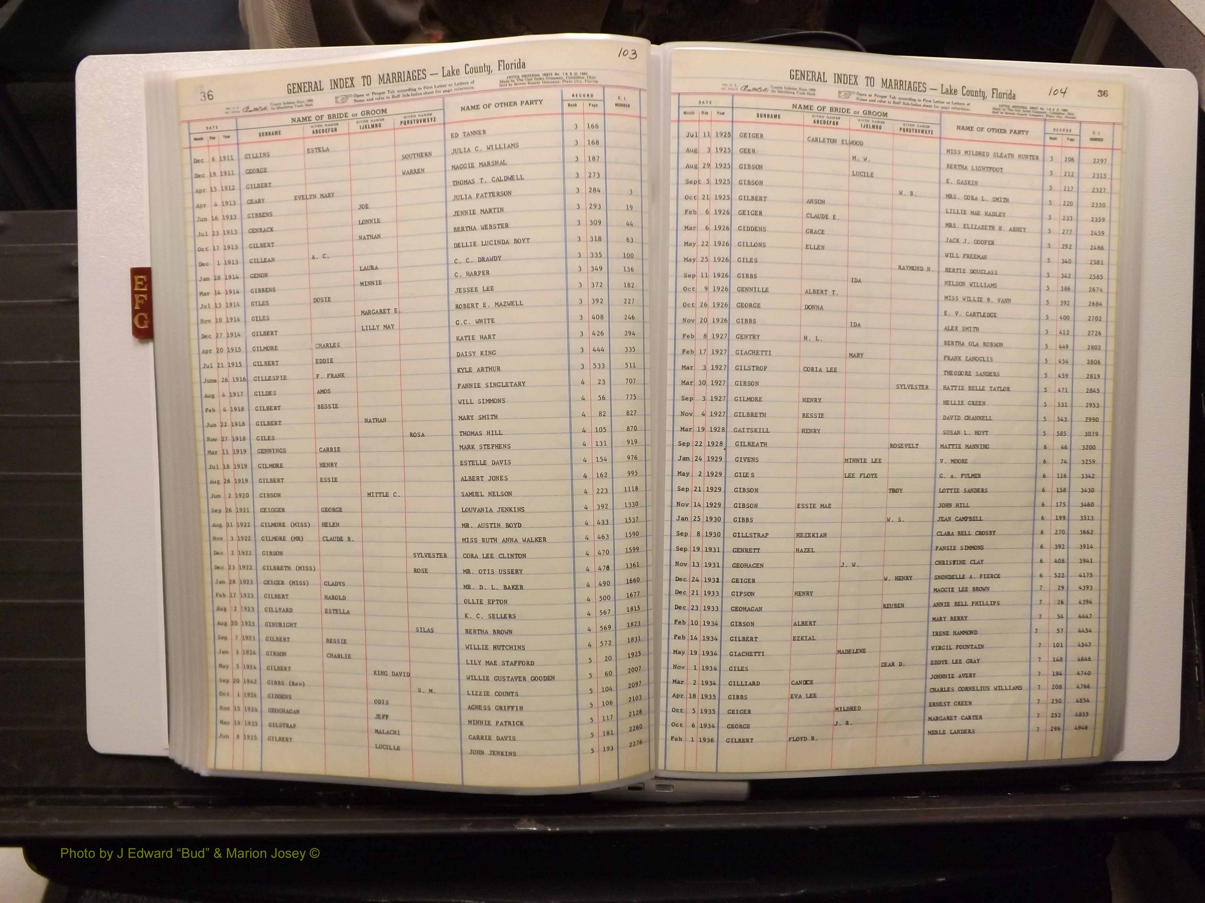 Lake Co, FL Marriage Index E-F-G, 1889-1986 (158).JPG