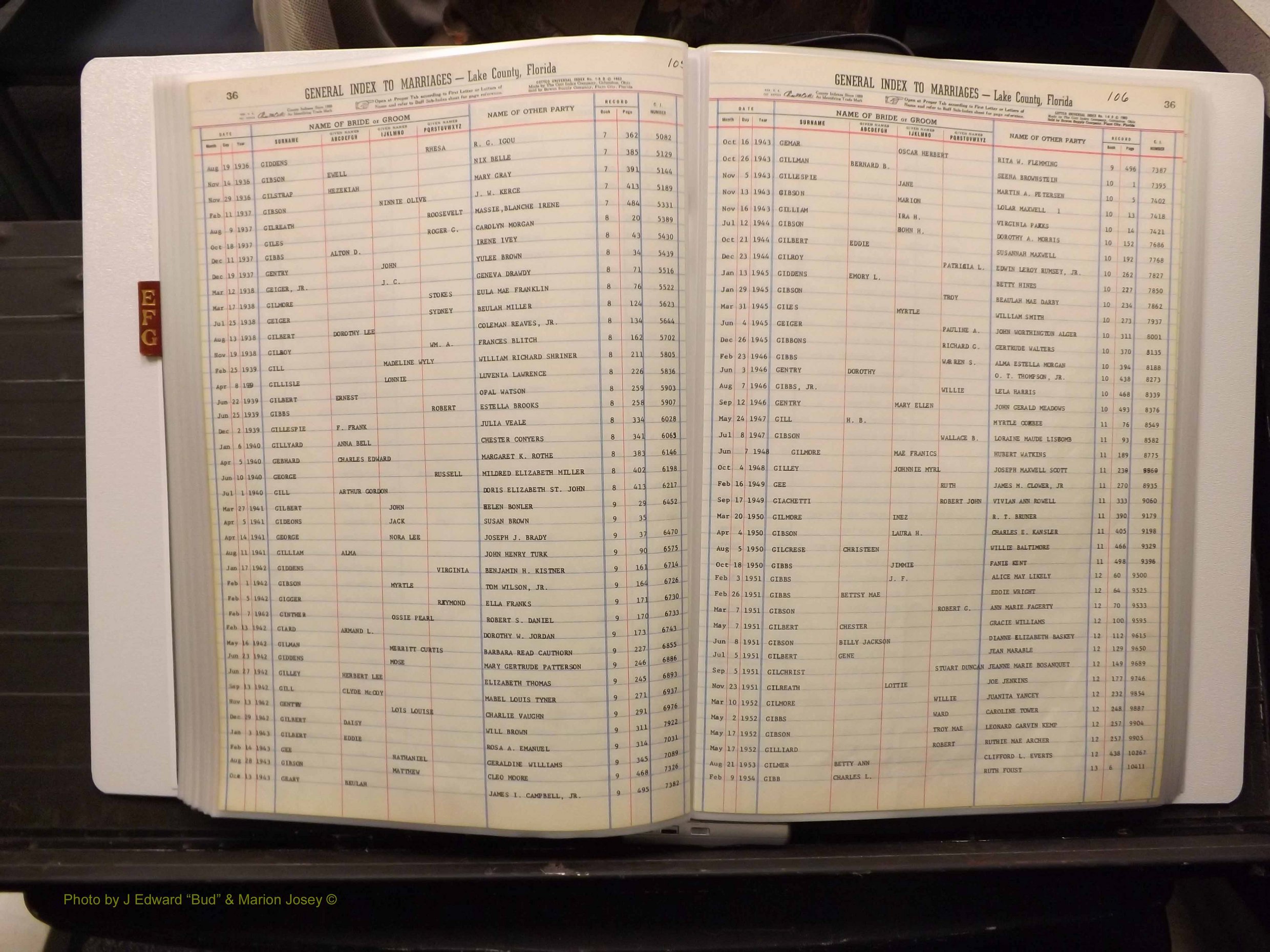 Lake Co, FL Marriage Index E-F-G, 1889-1986 (159).JPG