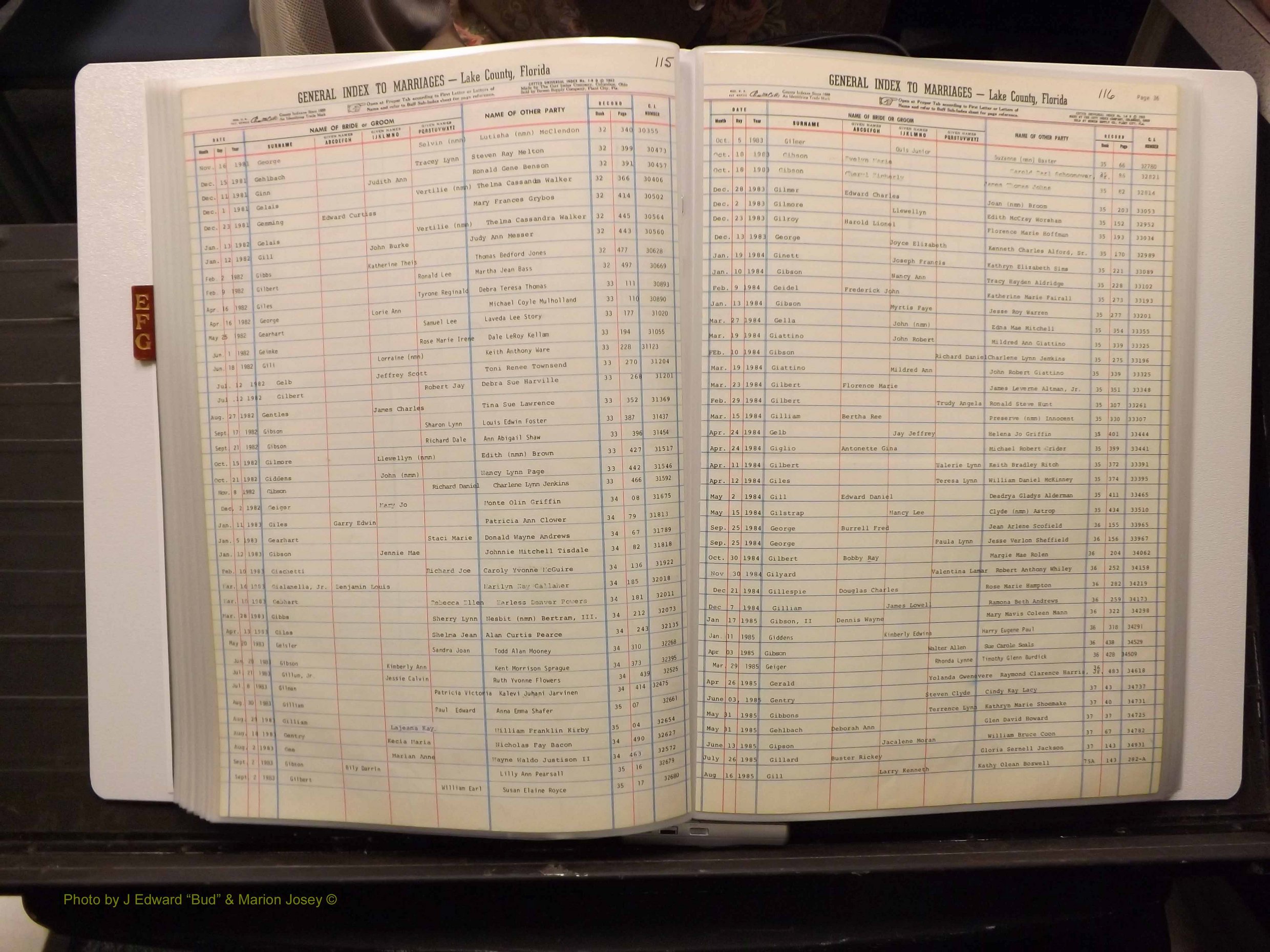 Lake Co, FL Marriage Index E-F-G, 1889-1986 (164).JPG