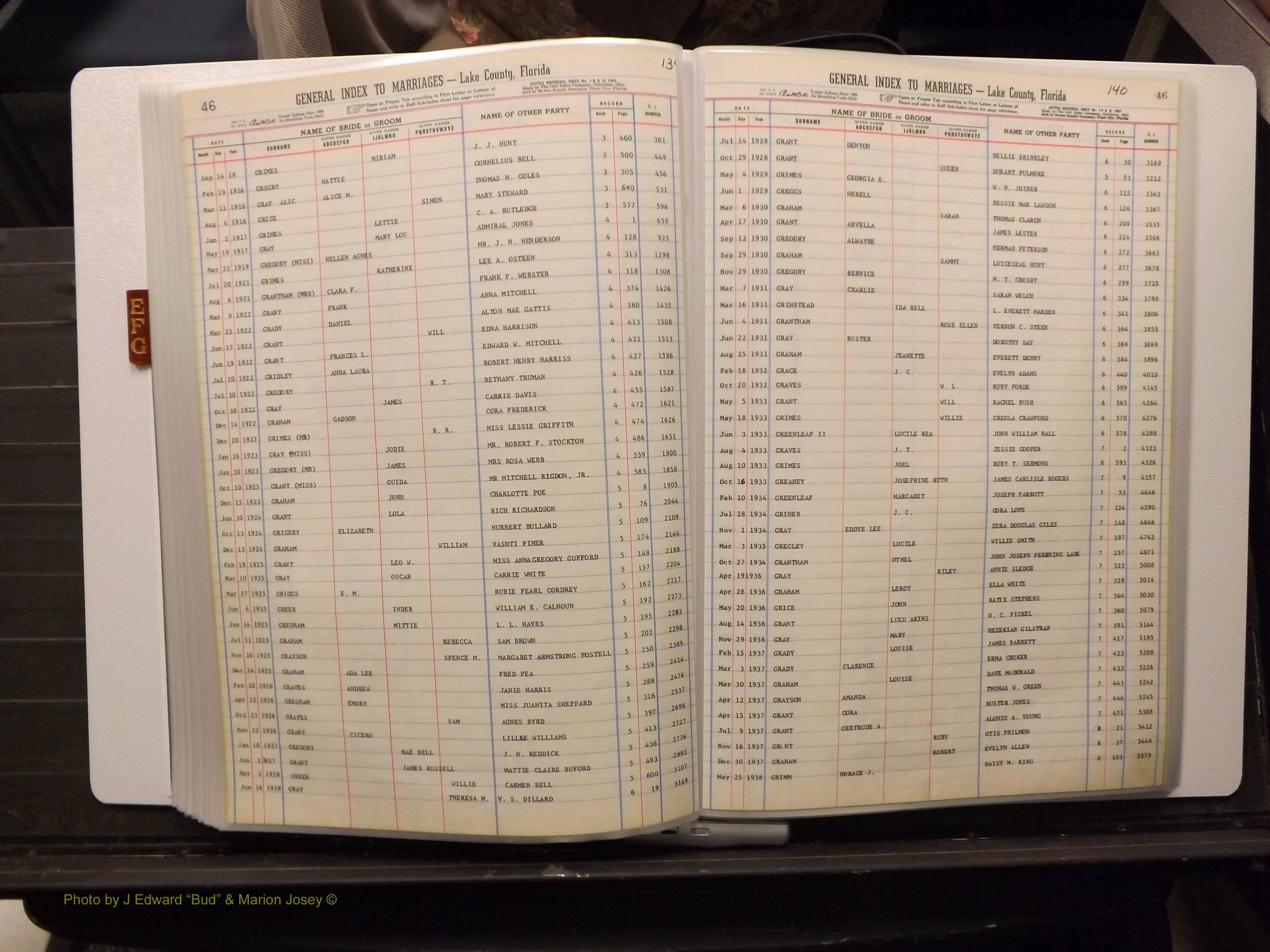 Lake Co, FL Marriage Index E-F-G, 1889-1986 (177).JPG