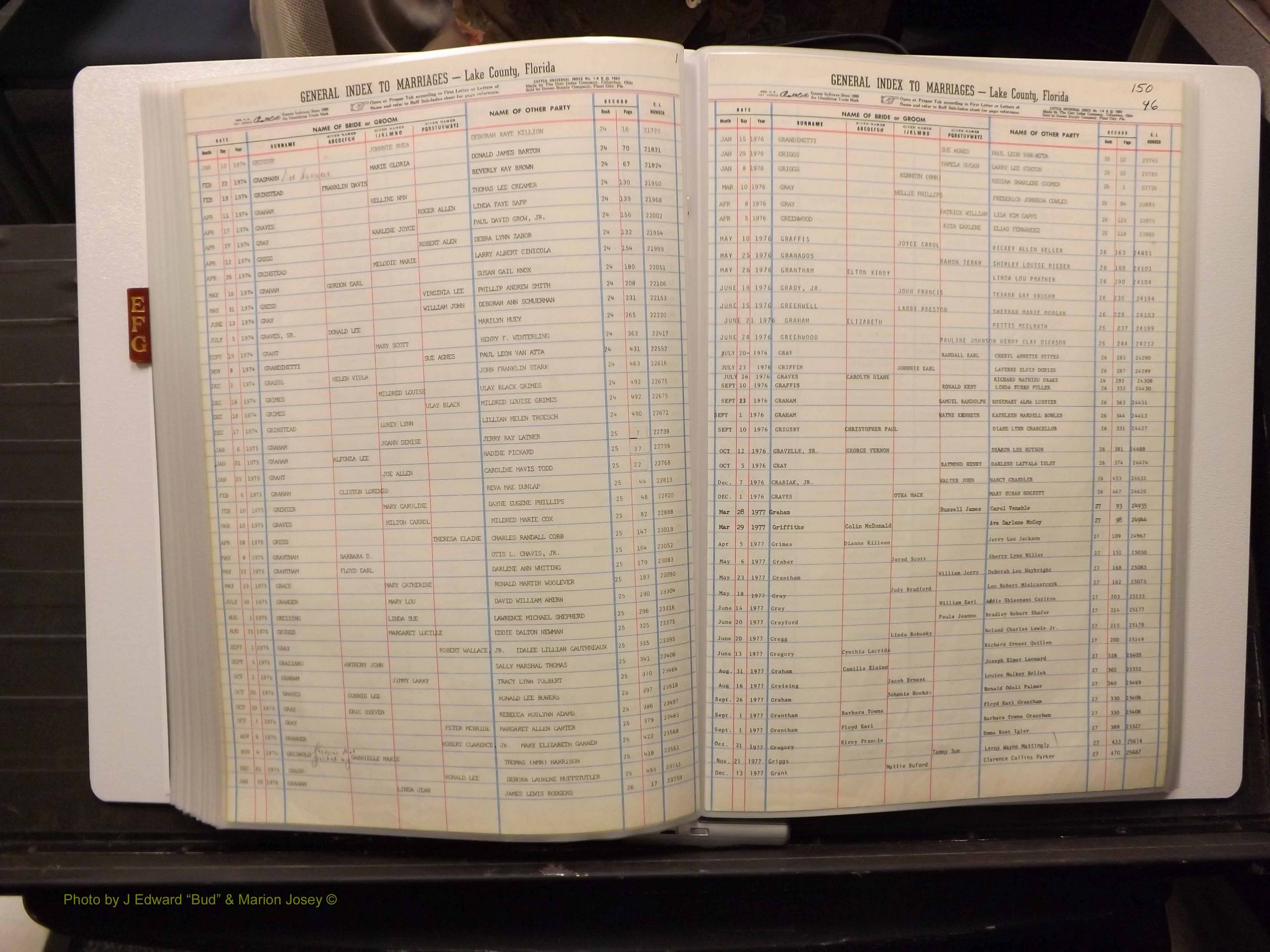 Lake Co, FL Marriage Index E-F-G, 1889-1986 (182).JPG