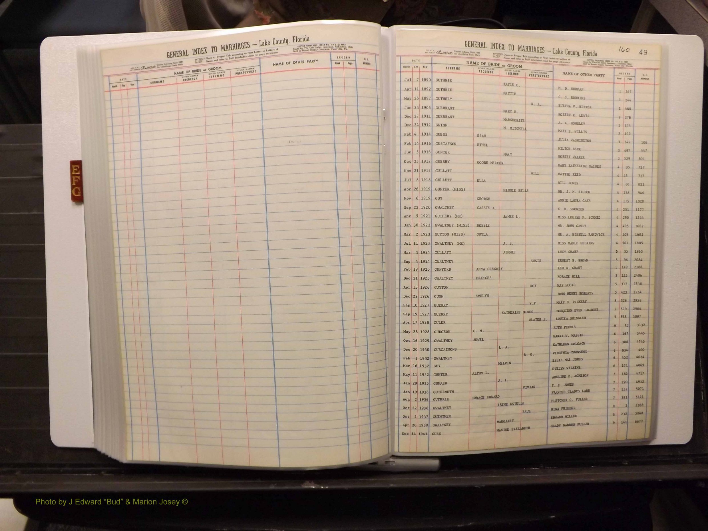 Lake Co, FL Marriage Index E-F-G, 1889-1986 (188).JPG