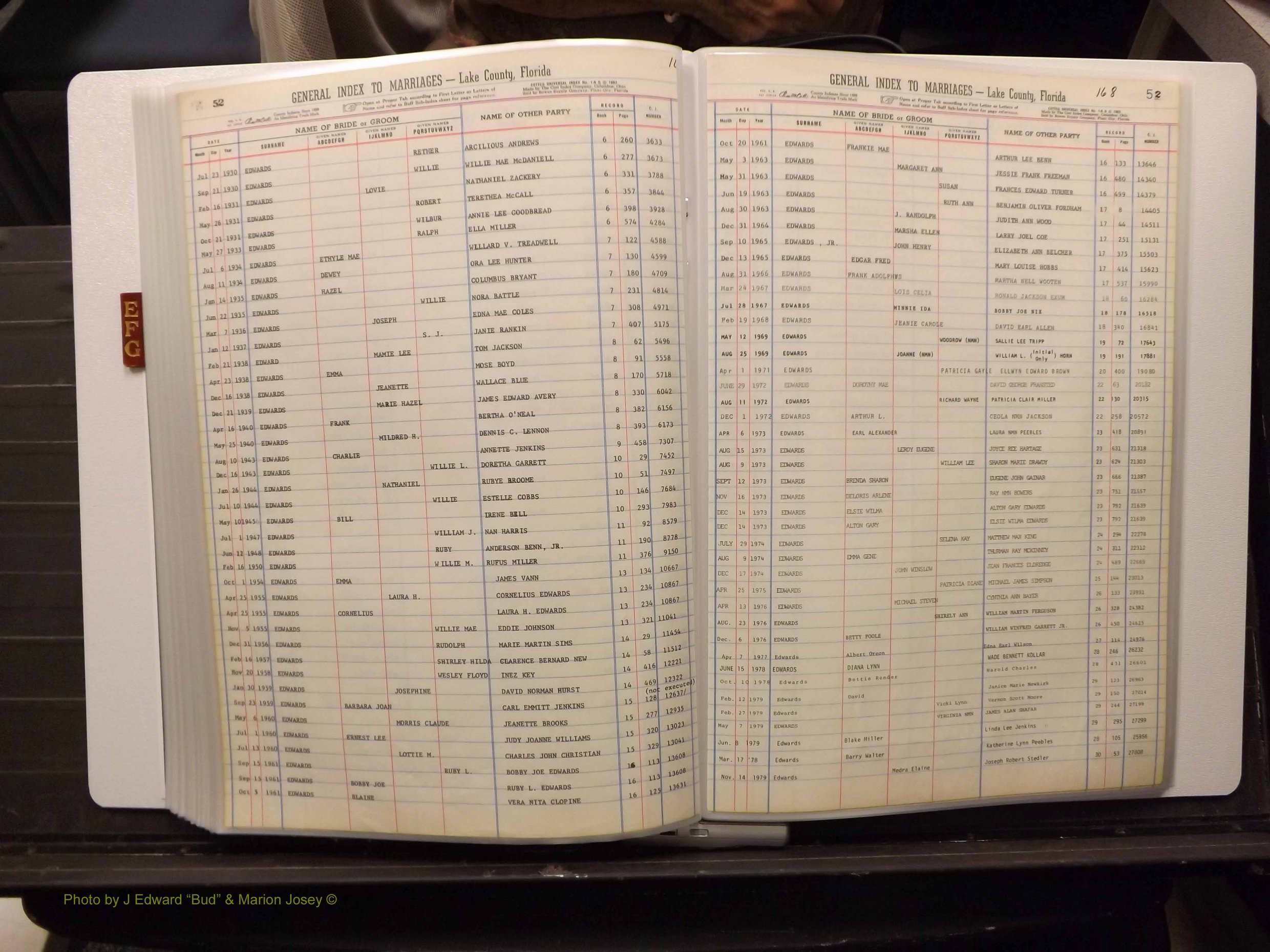 Lake Co, FL Marriage Index E-F-G, 1889-1986 (193).JPG