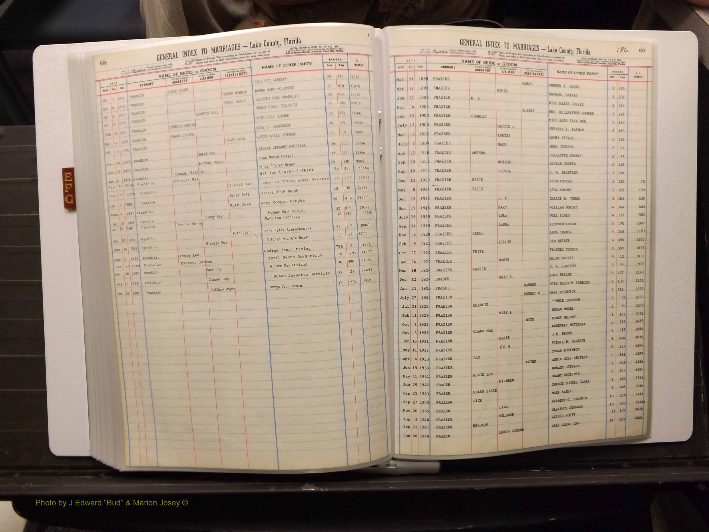 Lake Co, FL Marriage Index E-F-G, 1889-1986 (203).JPG