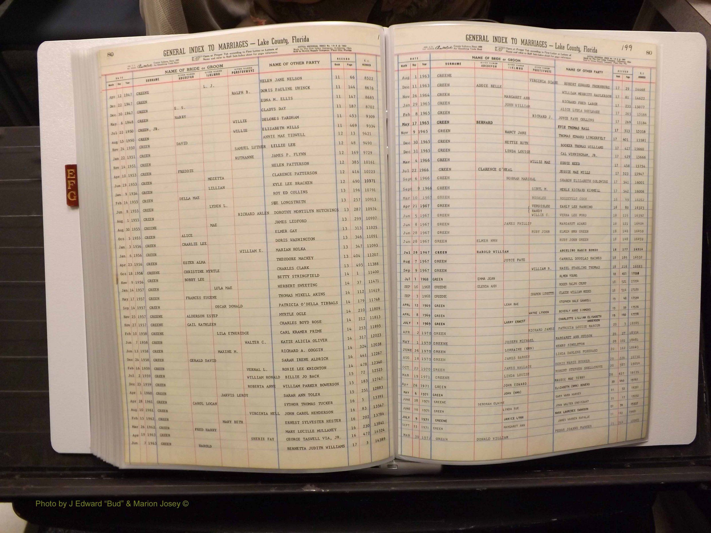 Lake Co, FL Marriage Index E-F-G, 1889-1986 (210).JPG