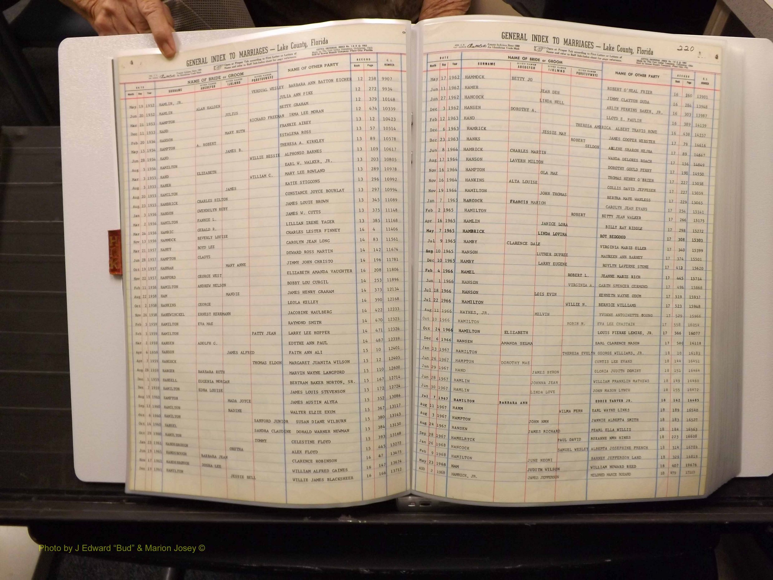 Lake Co, FL Marriage Index H-I-J-K, 1889-1986 (108).JPG