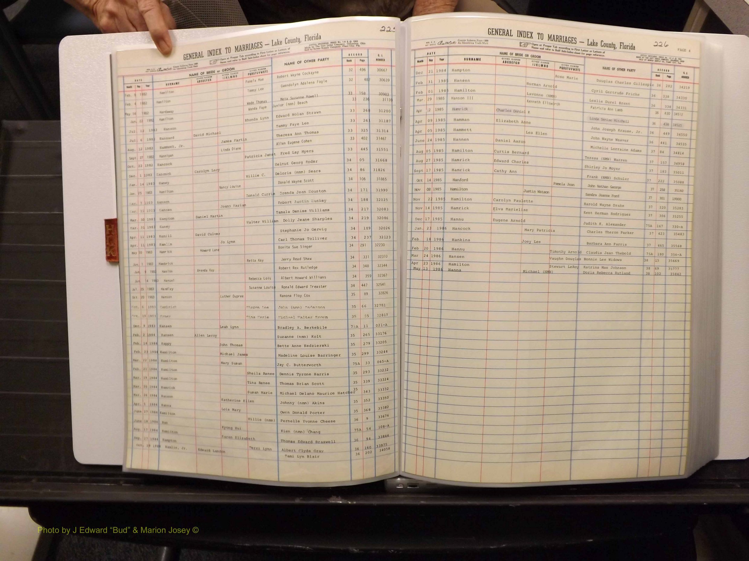 Lake Co, FL Marriage Index H-I-J-K, 1889-1986 (111).JPG