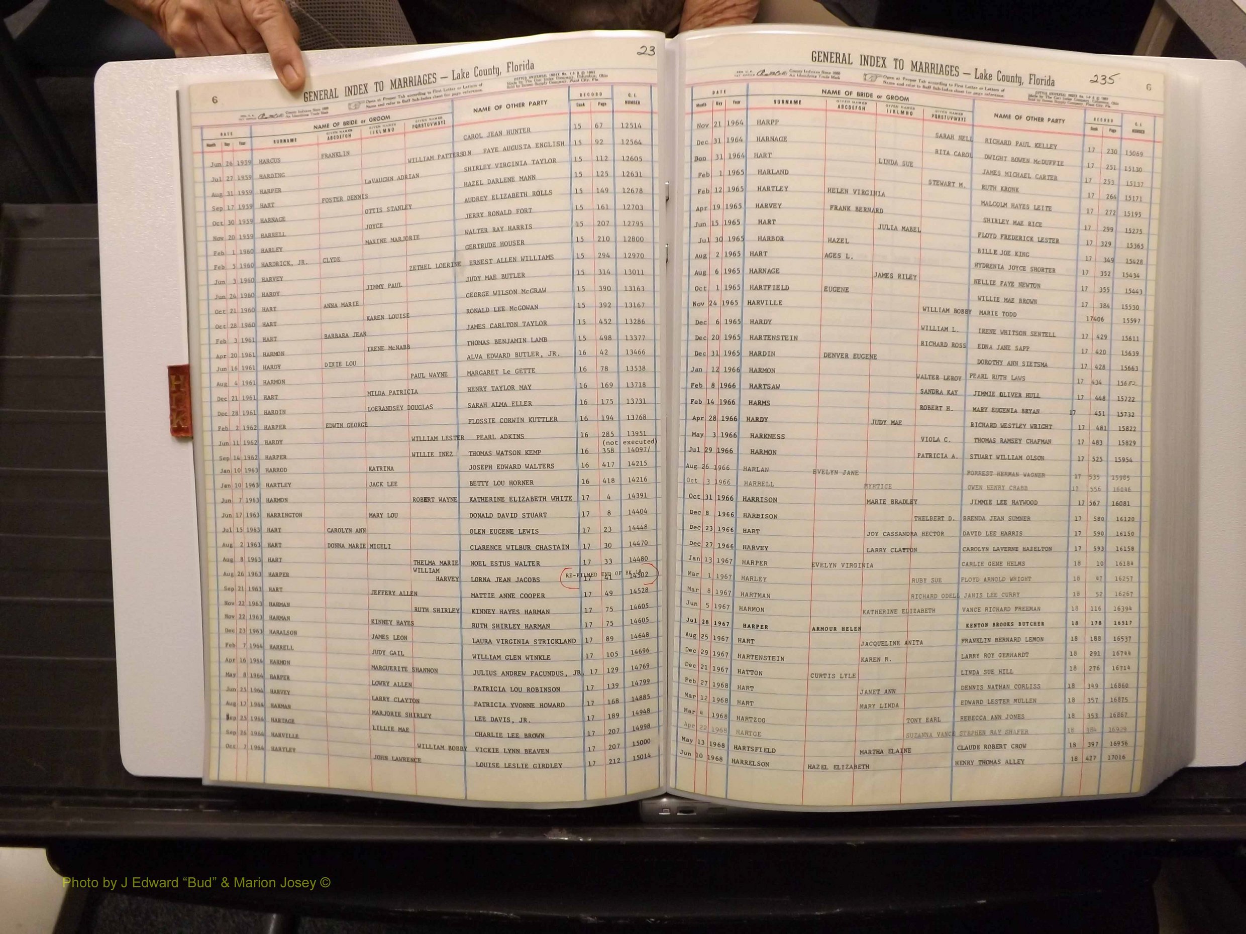 Lake Co, FL Marriage Index H-I-J-K, 1889-1986 (116).JPG