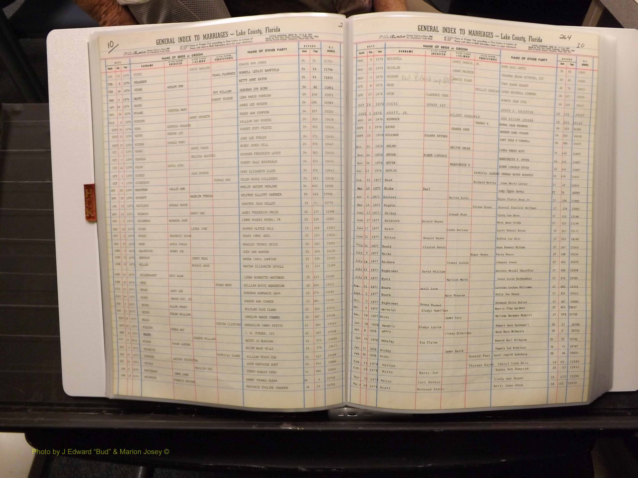 Lake Co, FL Marriage Index H-I-J-K, 1889-1986 (131).JPG