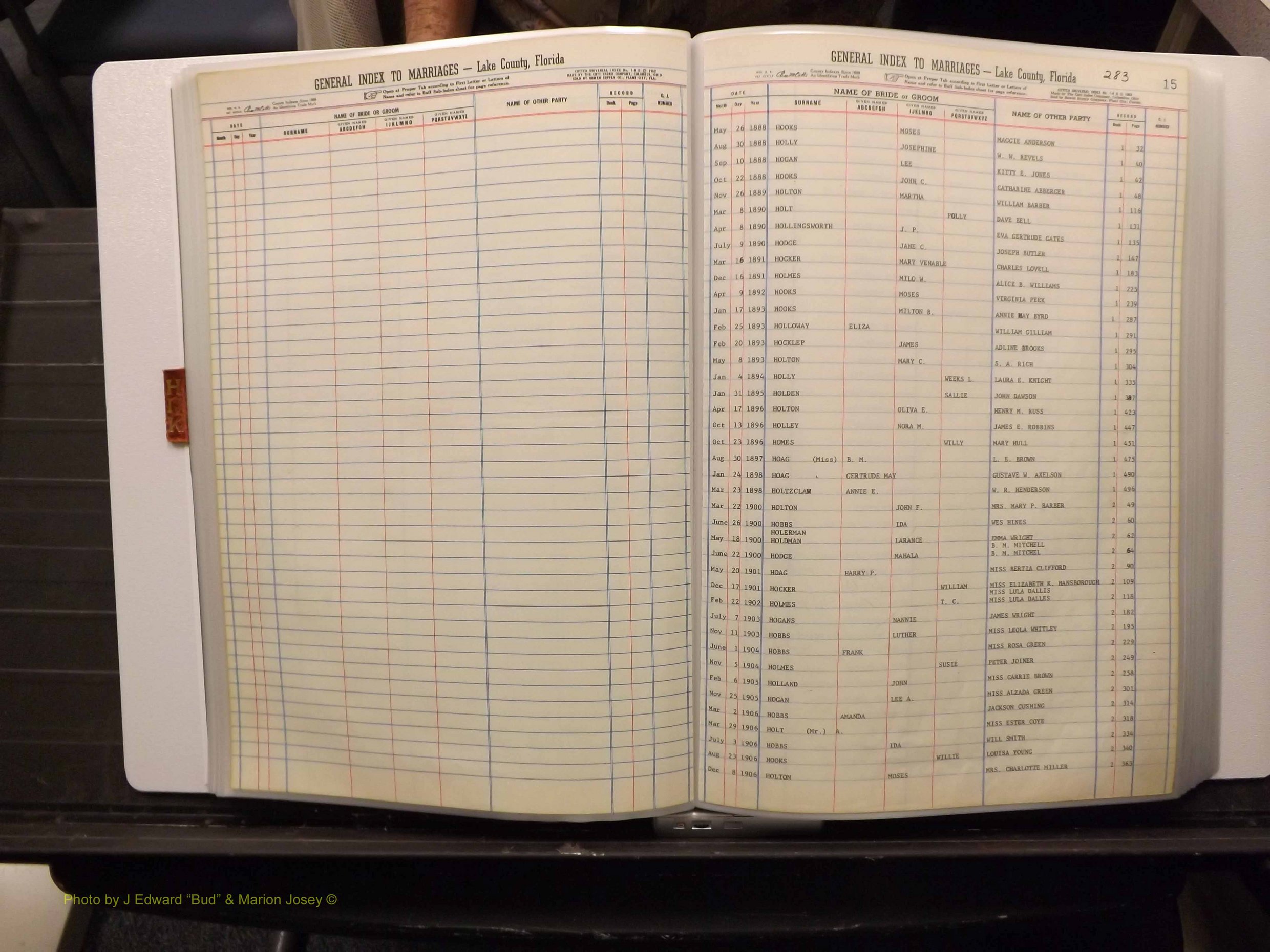 Lake Co, FL Marriage Index H-I-J-K, 1889-1986 (142).JPG