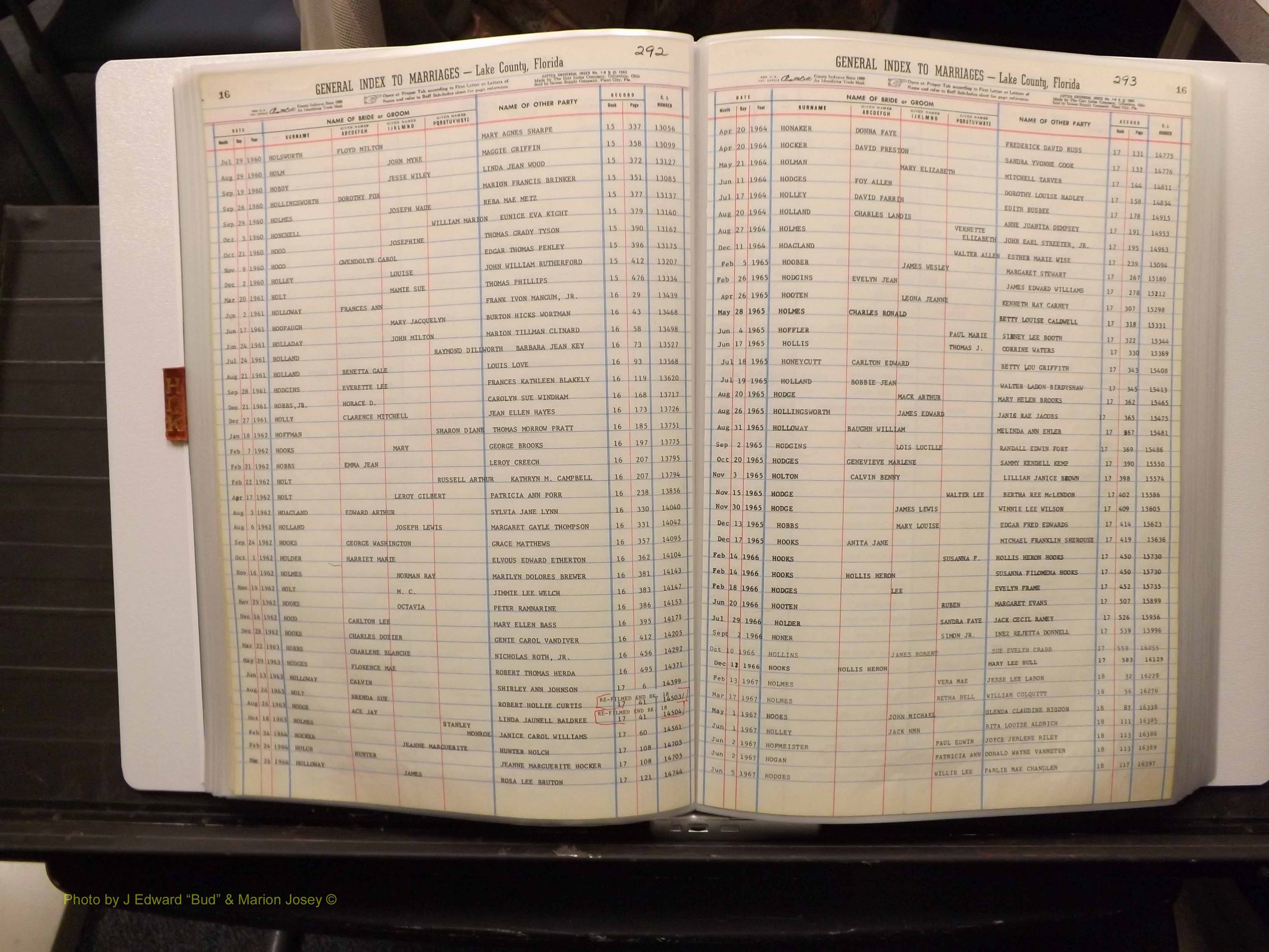 Lake Co, FL Marriage Index H-I-J-K, 1889-1986 (147).JPG