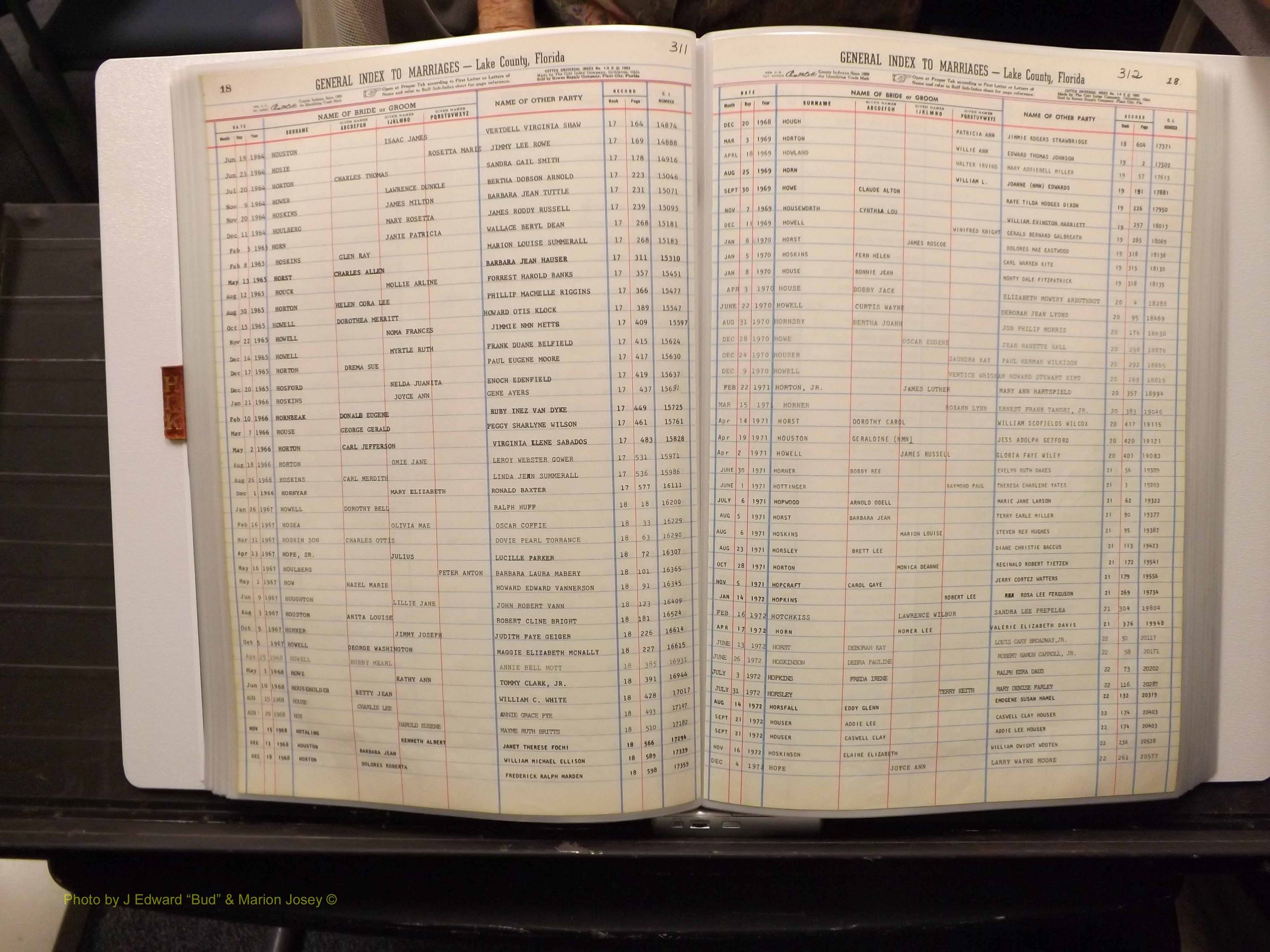 Lake Co, FL Marriage Index H-I-J-K, 1889-1986 (157).JPG