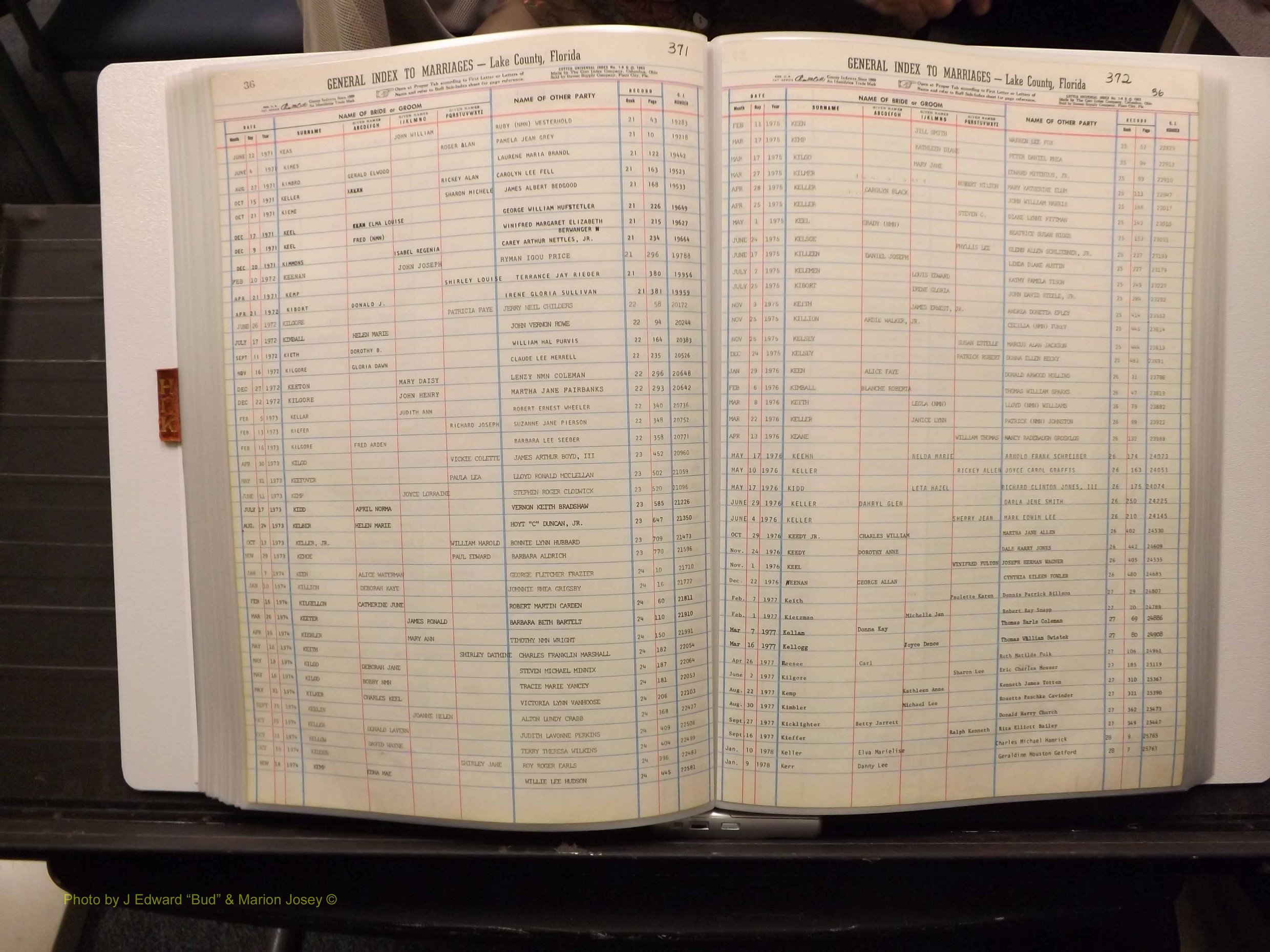 Lake Co, FL Marriage Index H-I-J-K, 1889-1986 (189).JPG