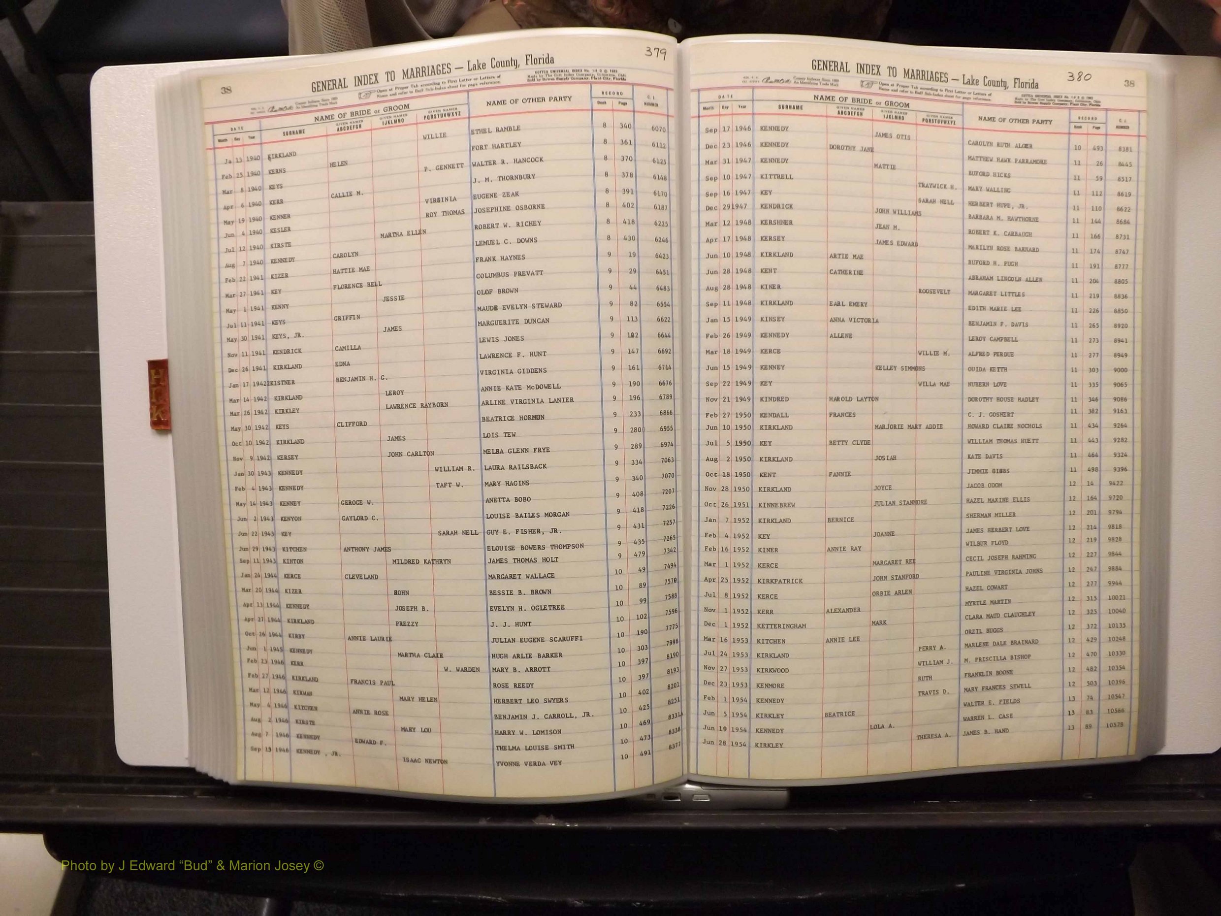 Lake Co, FL Marriage Index H-I-J-K, 1889-1986 (193).JPG