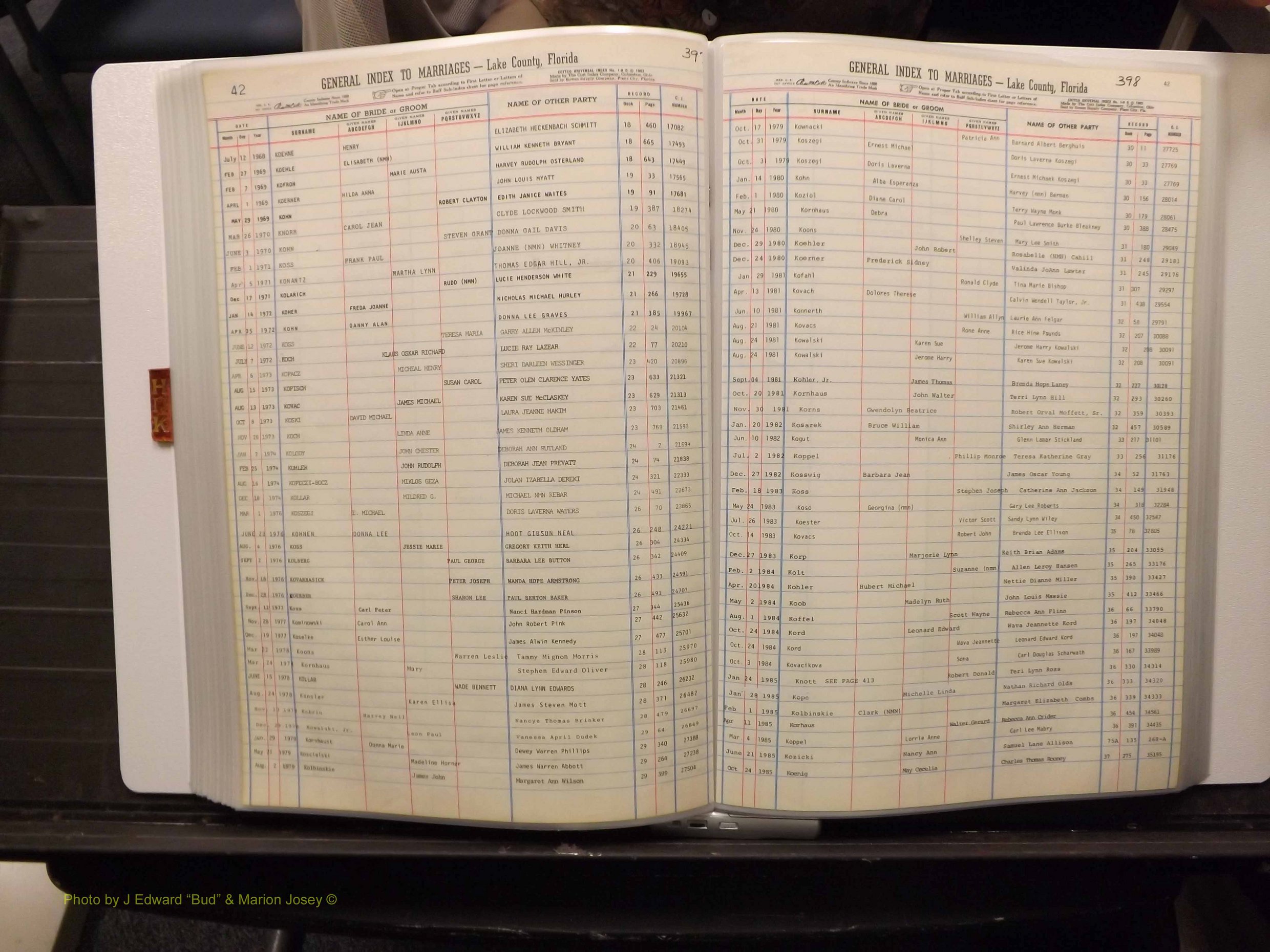 Lake Co, FL Marriage Index H-I-J-K, 1889-1986 (203).JPG