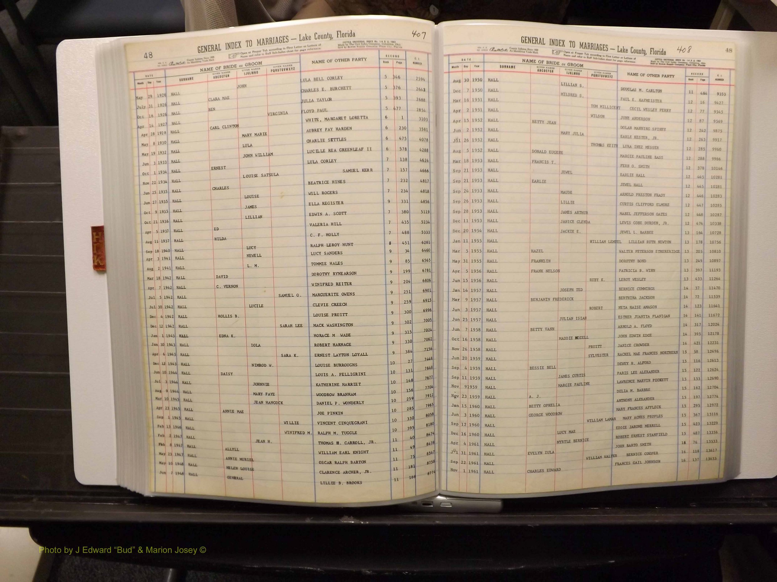 Lake Co, FL Marriage Index H-I-J-K, 1889-1986 (209).JPG