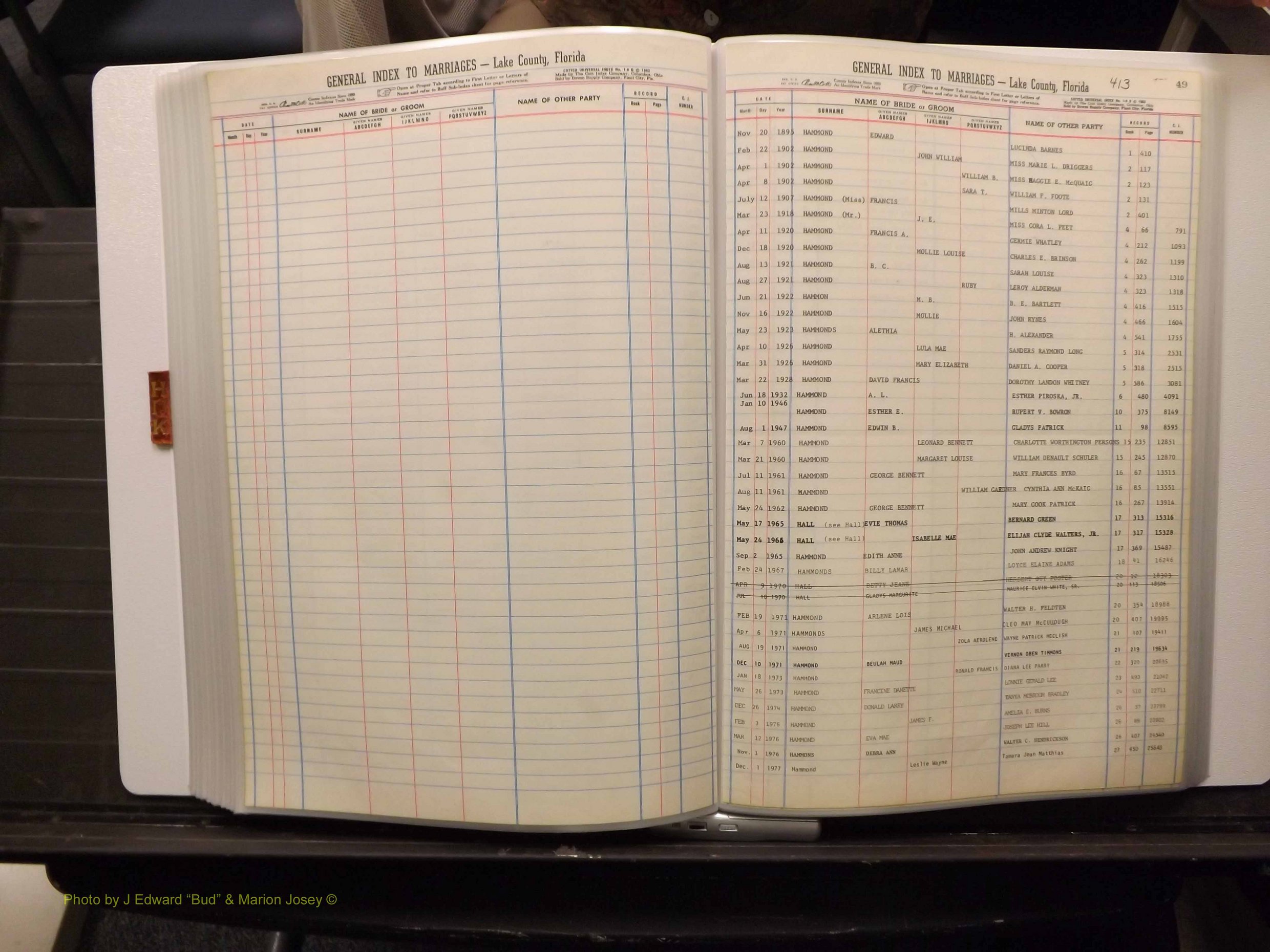 Lake Co, FL Marriage Index H-I-J-K, 1889-1986 (212).JPG