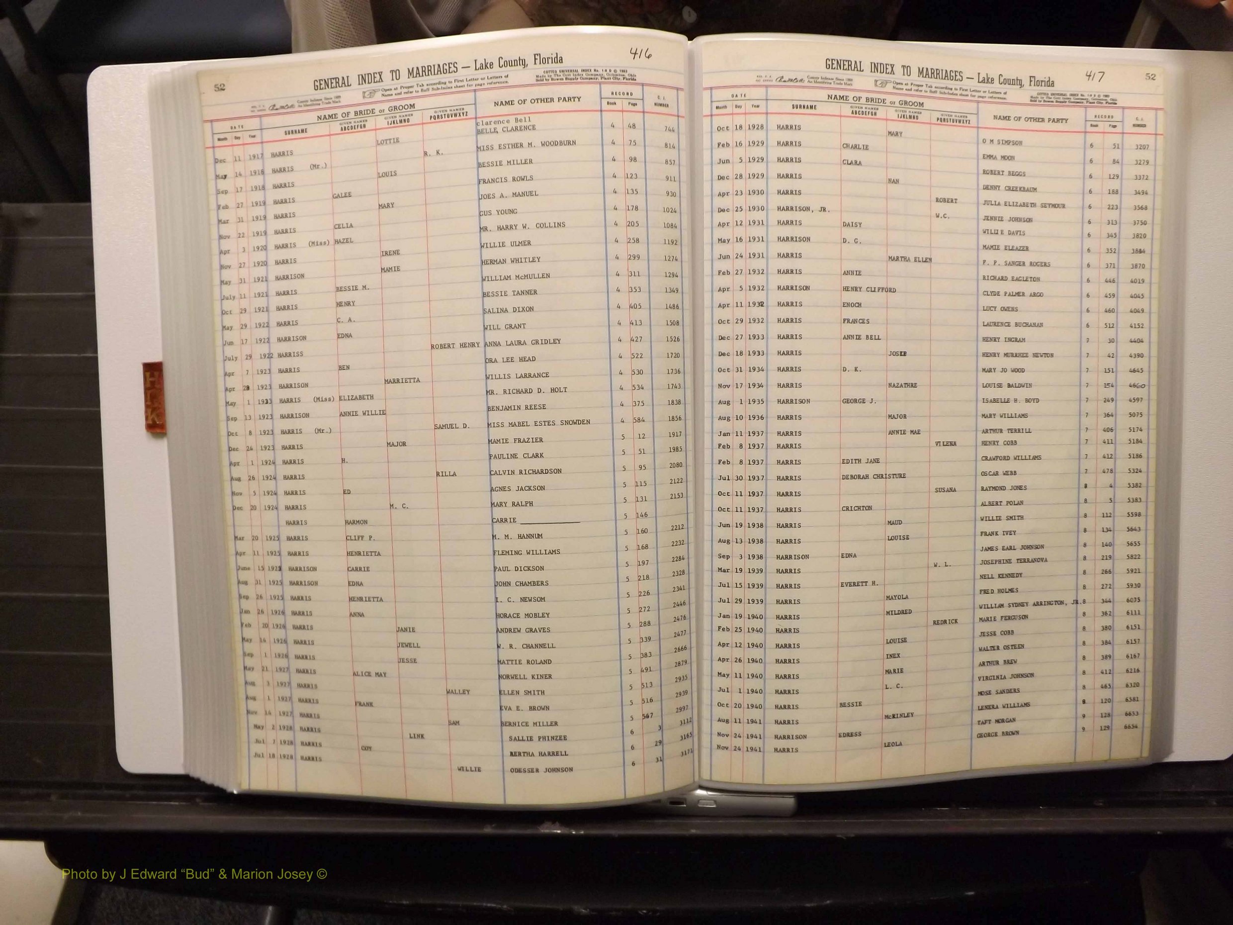 Lake Co, FL Marriage Index H-I-J-K, 1889-1986 (214).JPG