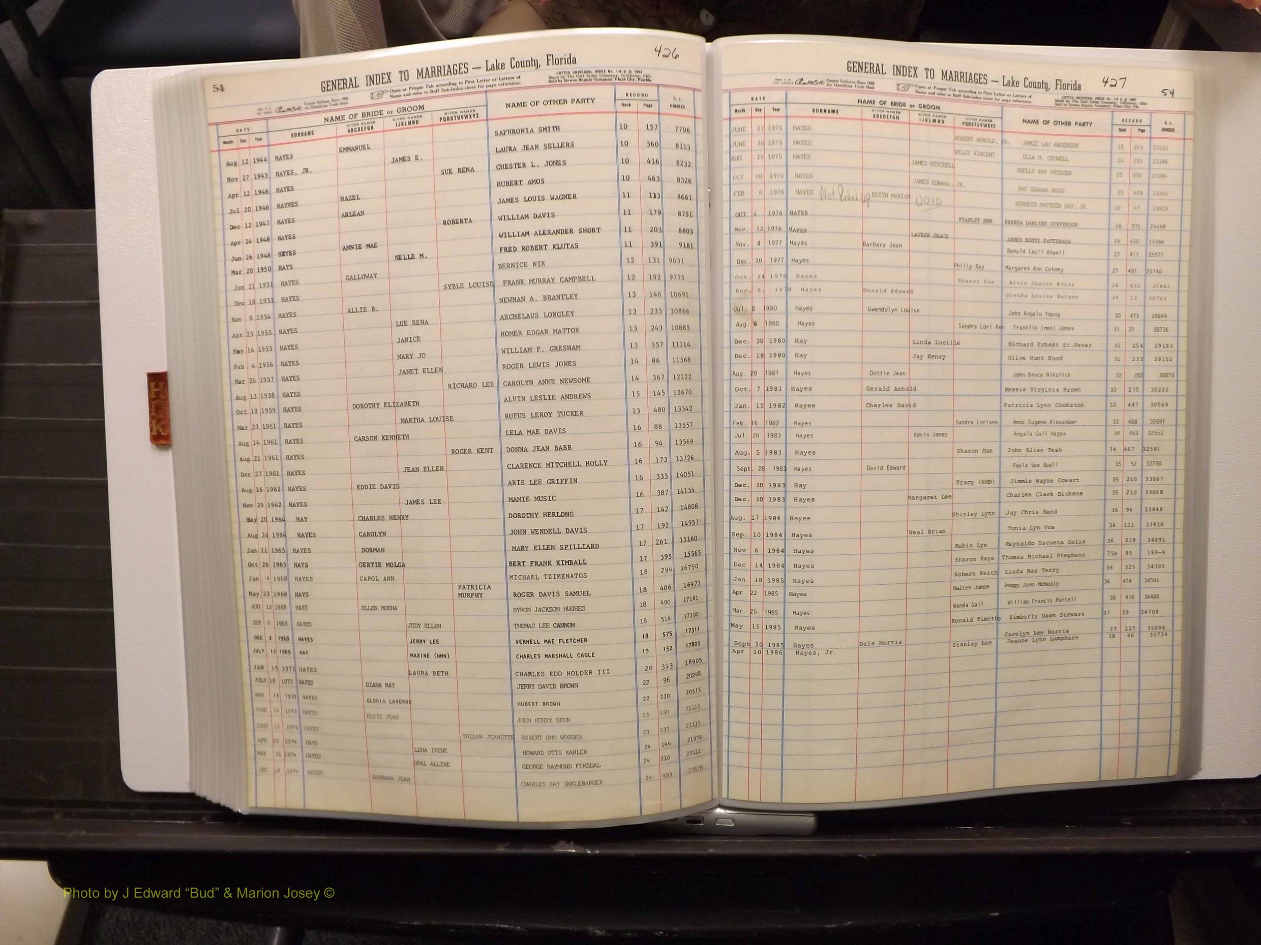 Lake Co, FL Marriage Index H-I-J-K, 1889-1986 (219).JPG