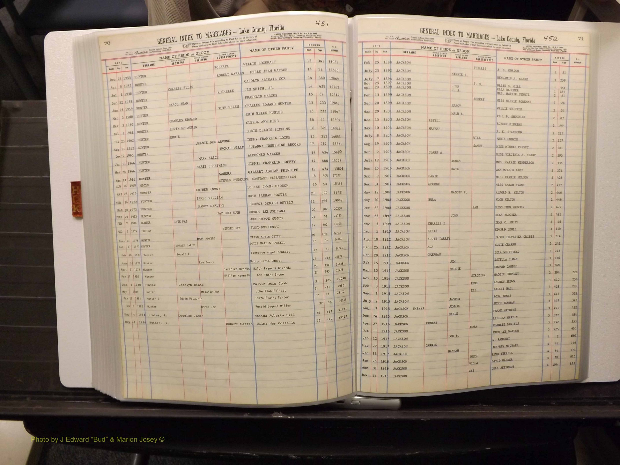 Lake Co, FL Marriage Index H-I-J-K, 1889-1986 (234).JPG