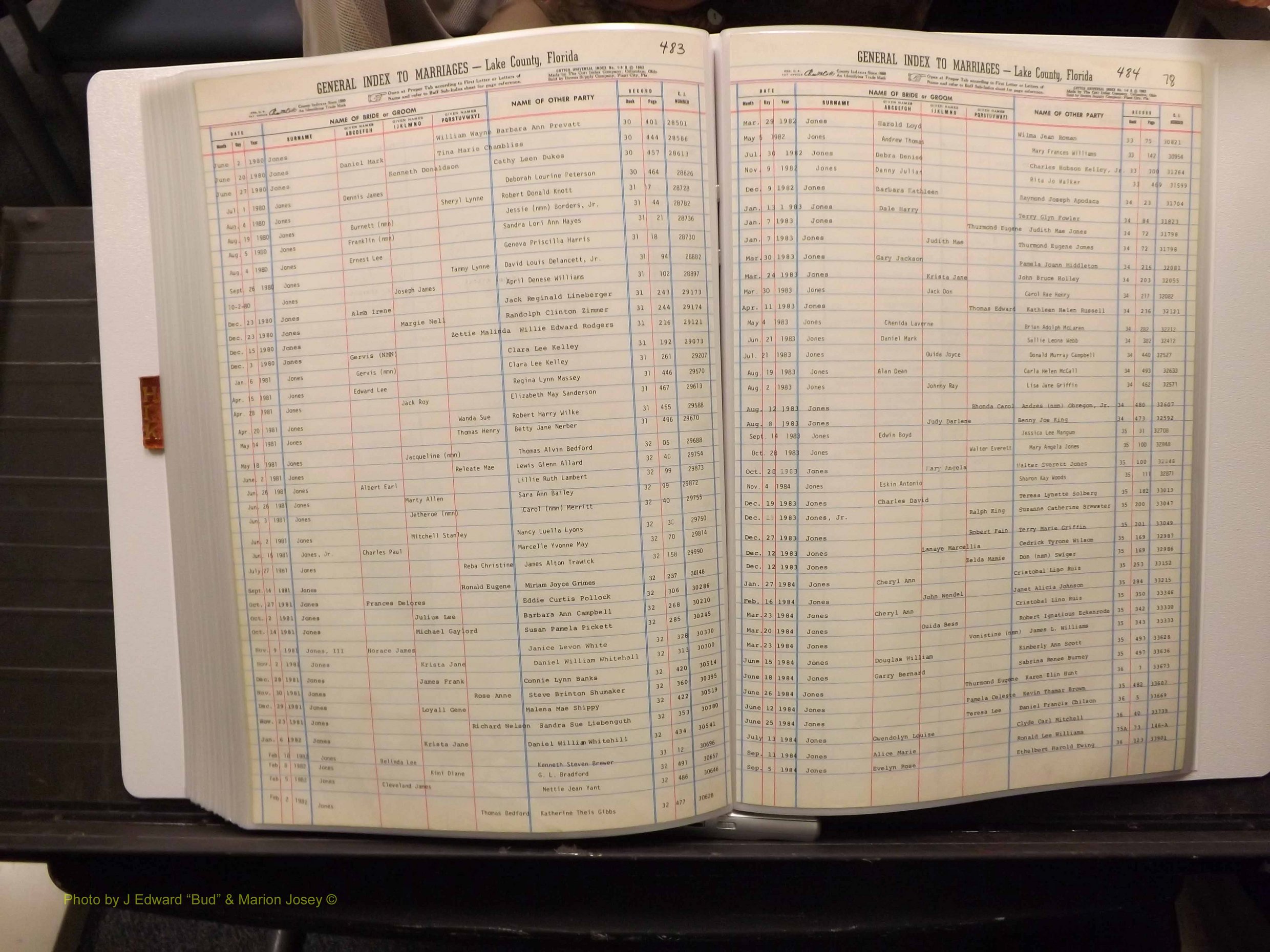 Lake Co, FL Marriage Index H-I-J-K, 1889-1986 (251).JPG