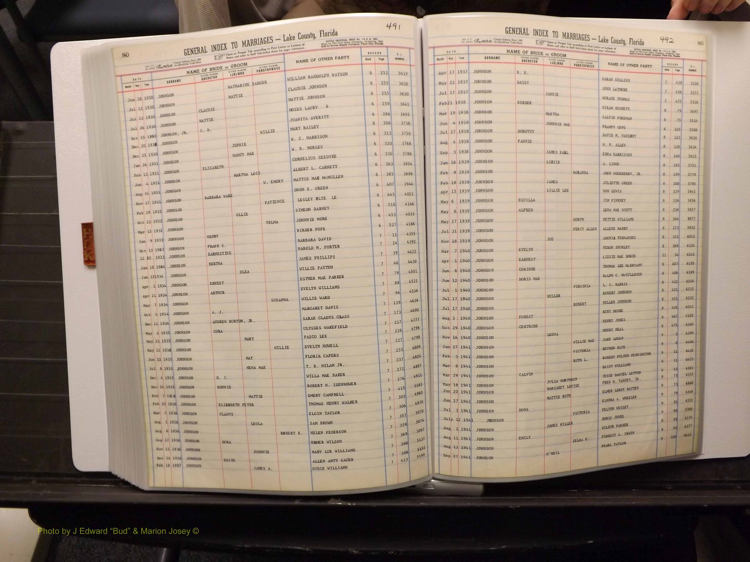 Lake Co, FL Marriage Index H-I-J-K, 1889-1986 (255).JPG