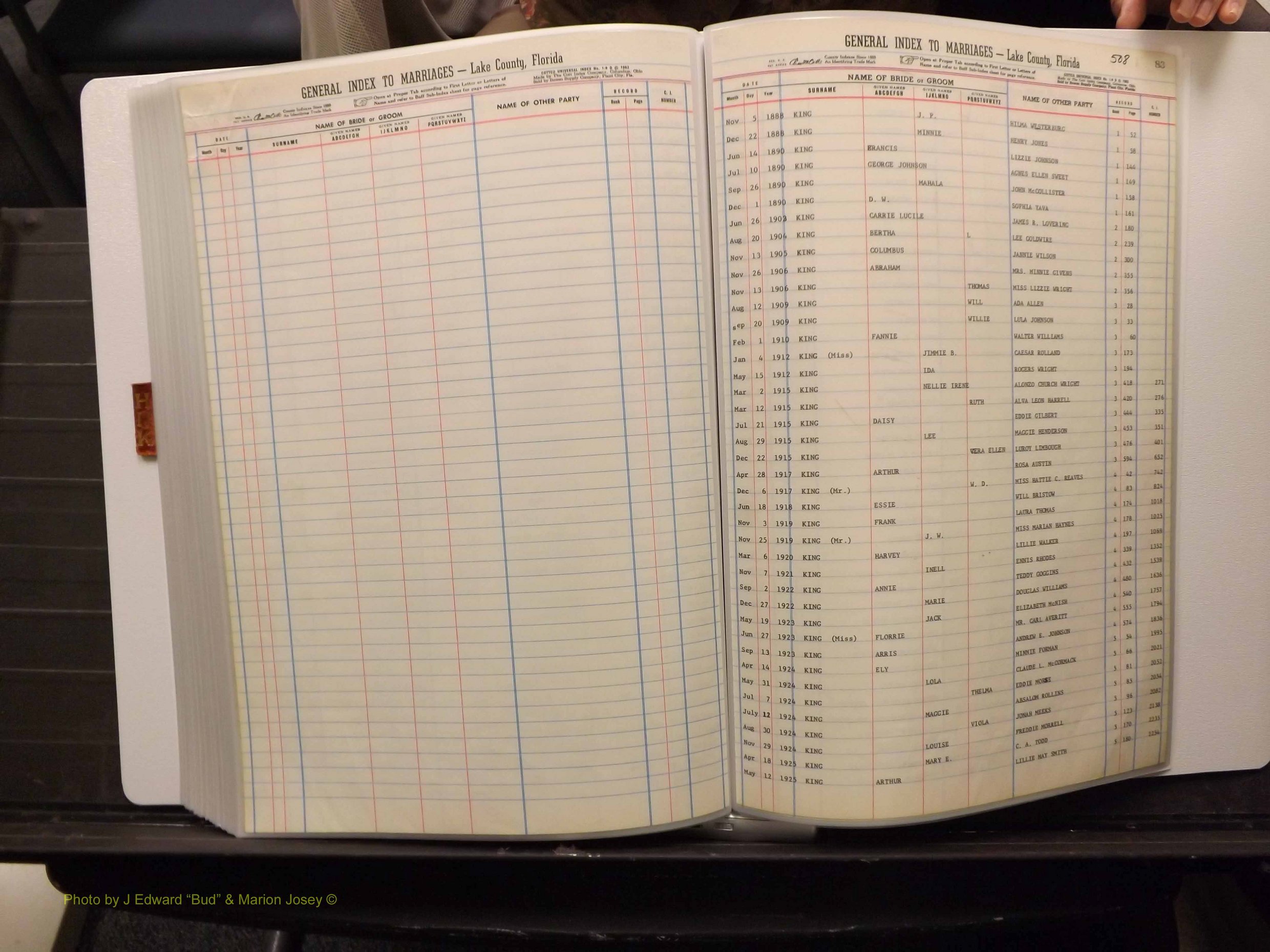 Lake Co, FL Marriage Index H-I-J-K, 1889-1986 (264).JPG