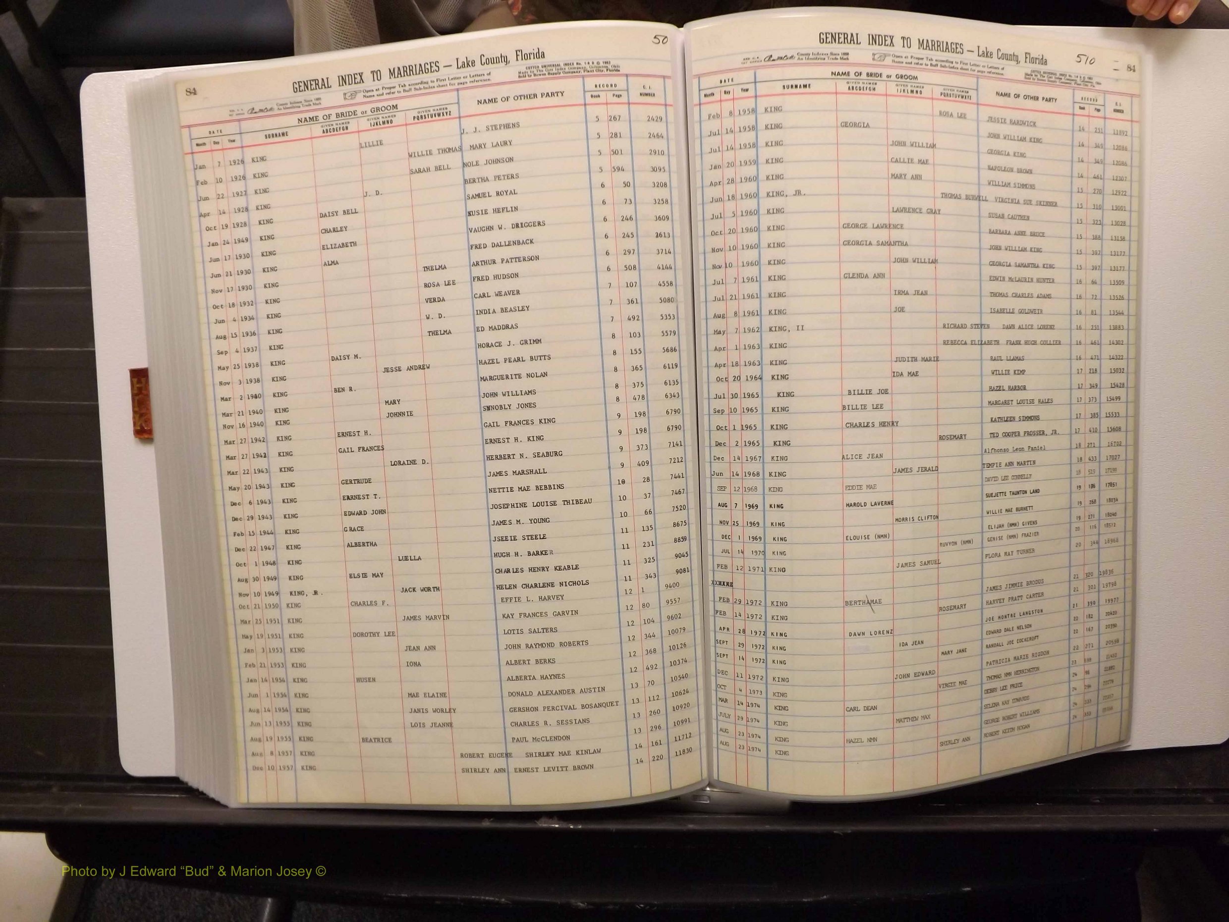 Lake Co, FL Marriage Index H-I-J-K, 1889-1986 (265).JPG