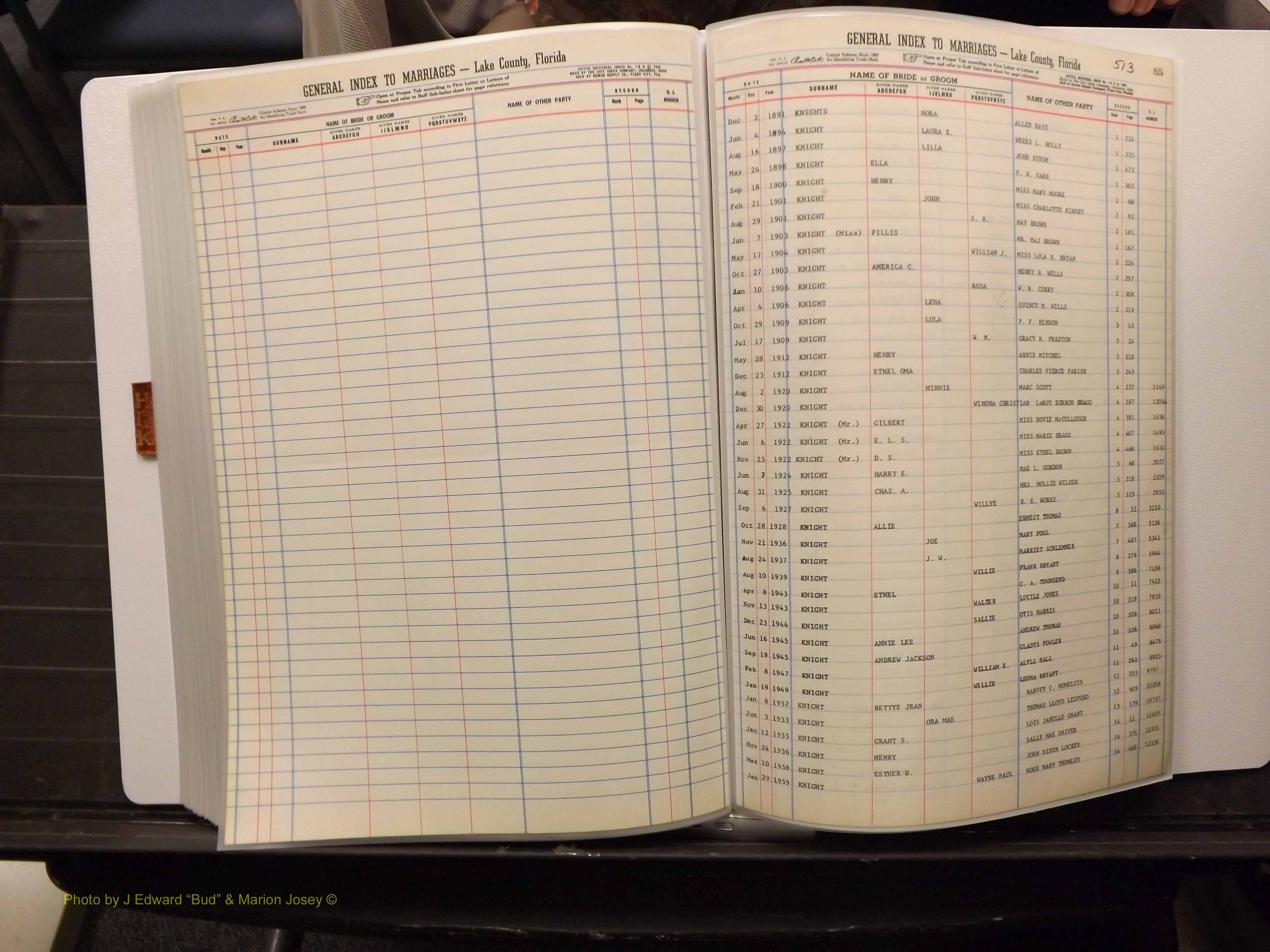 Lake Co, FL Marriage Index H-I-J-K, 1889-1986 (267).JPG