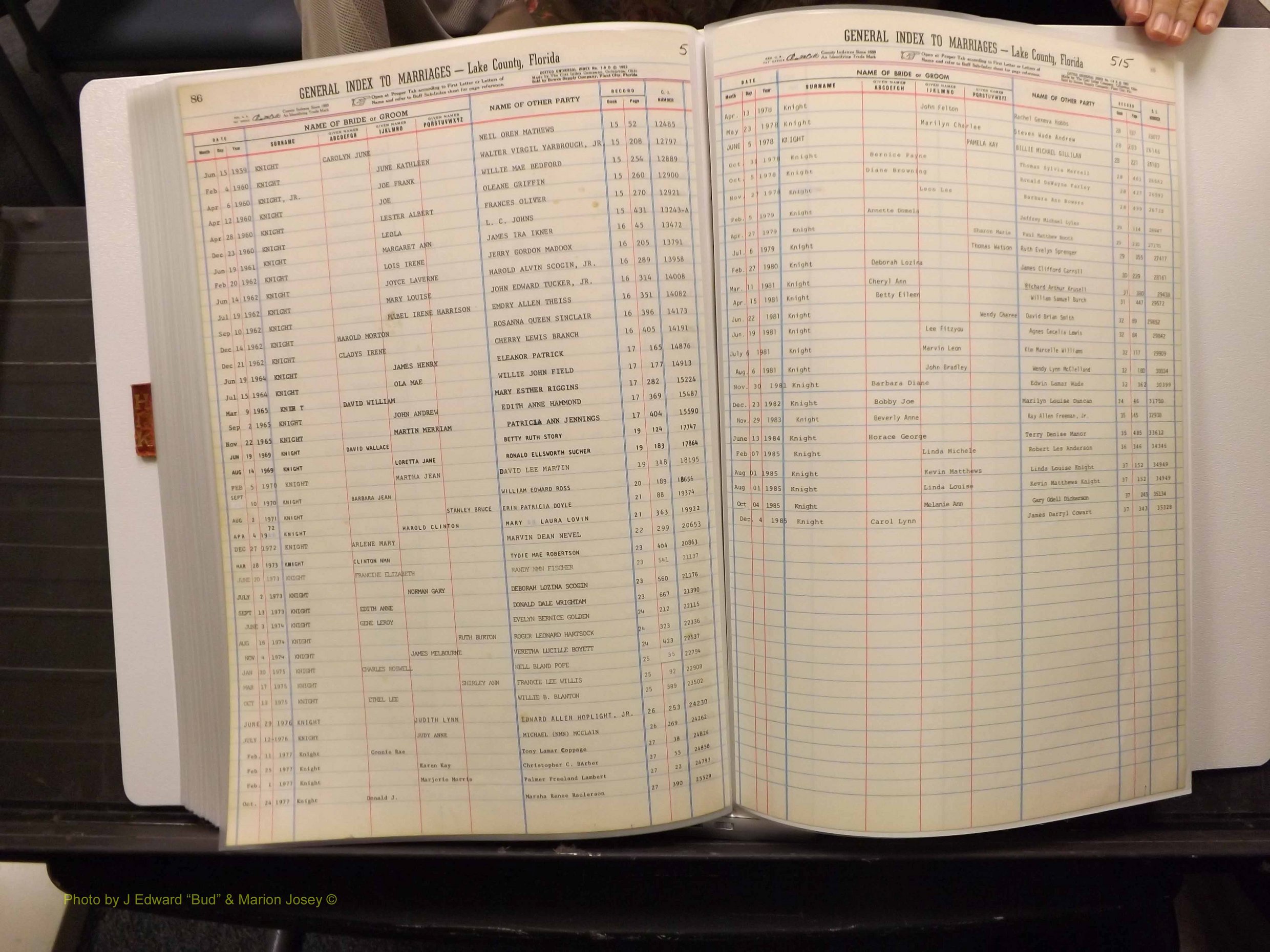 Lake Co, FL Marriage Index H-I-J-K, 1889-1986 (268).JPG