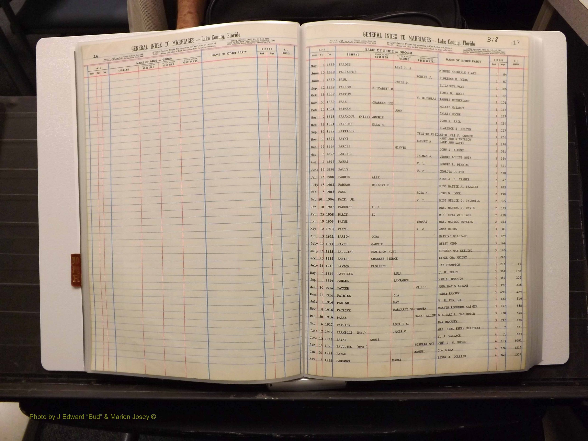 Lake Co, FL Marriage Index N-O-P-Q-R, 1889-1986 (127).JPG