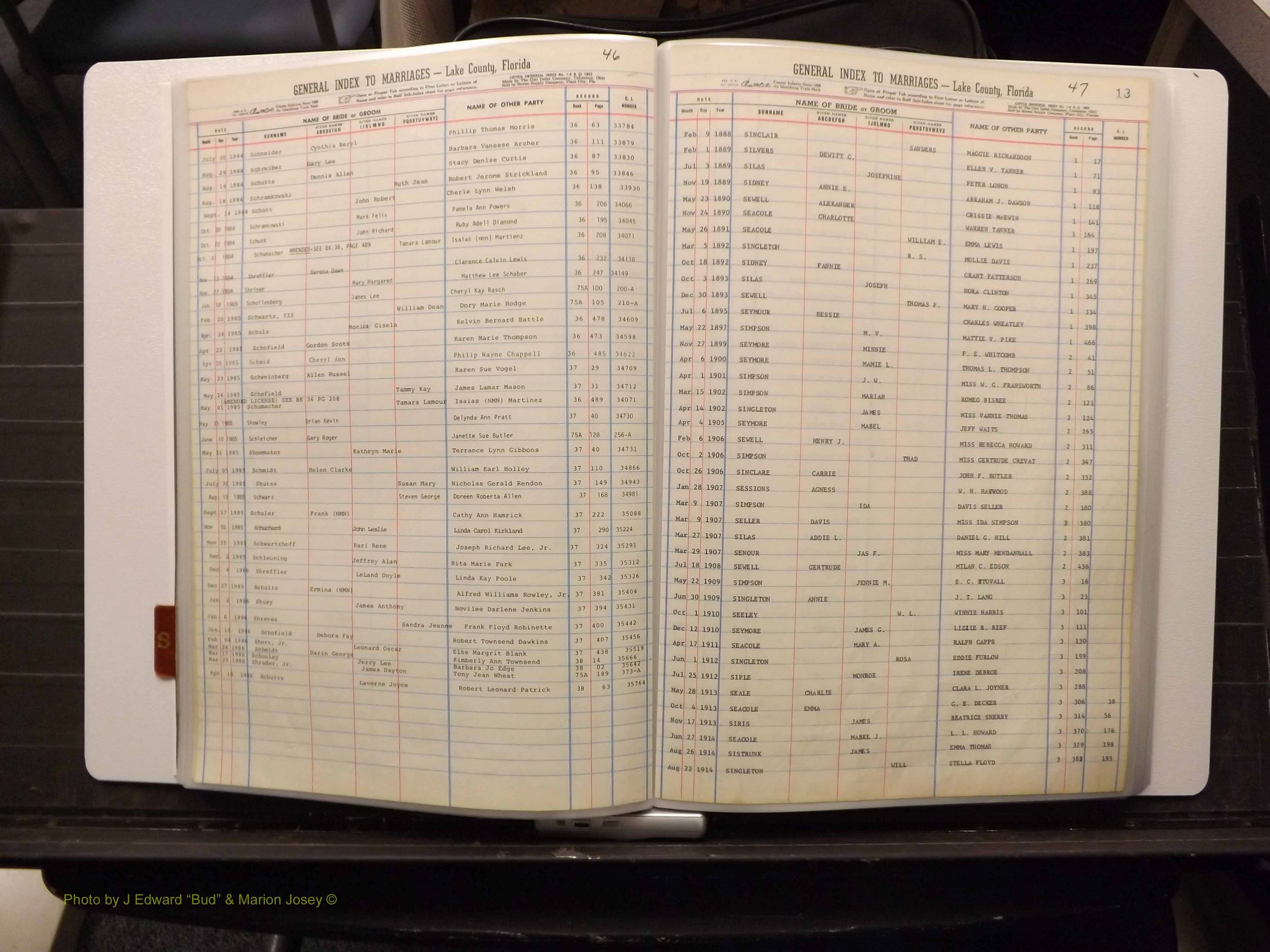 Lake Co, FL Marriage Index S, 1889-1986 (126).JPG