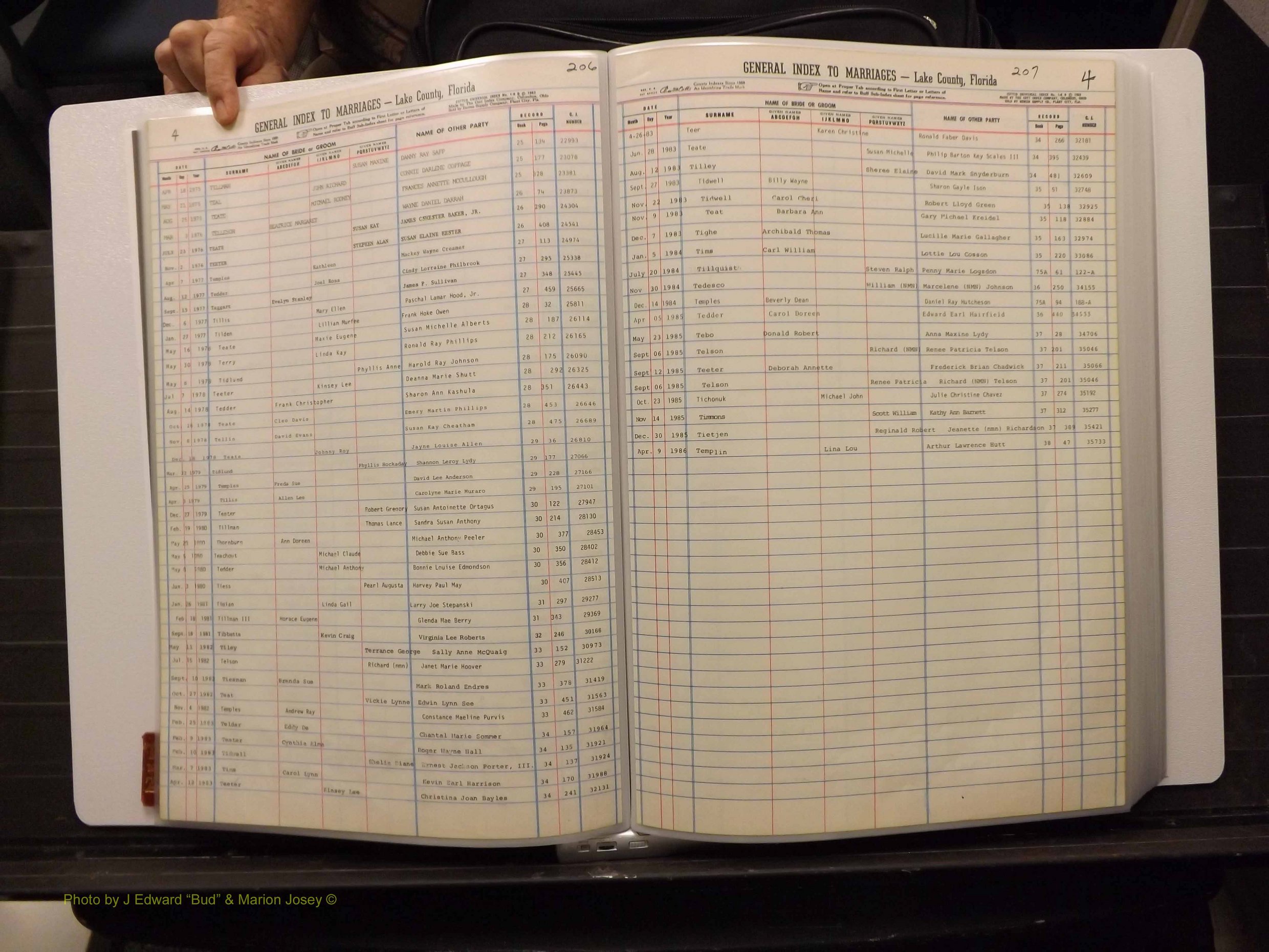 Lake Co, FL Marriage Index T-Z, 1889-1986 (106).JPG