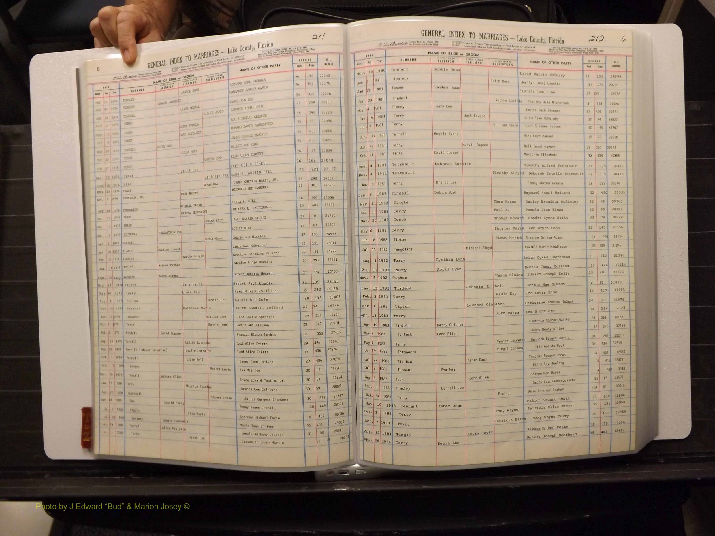 Lake Co, FL Marriage Index T-Z, 1889-1986 (109).JPG