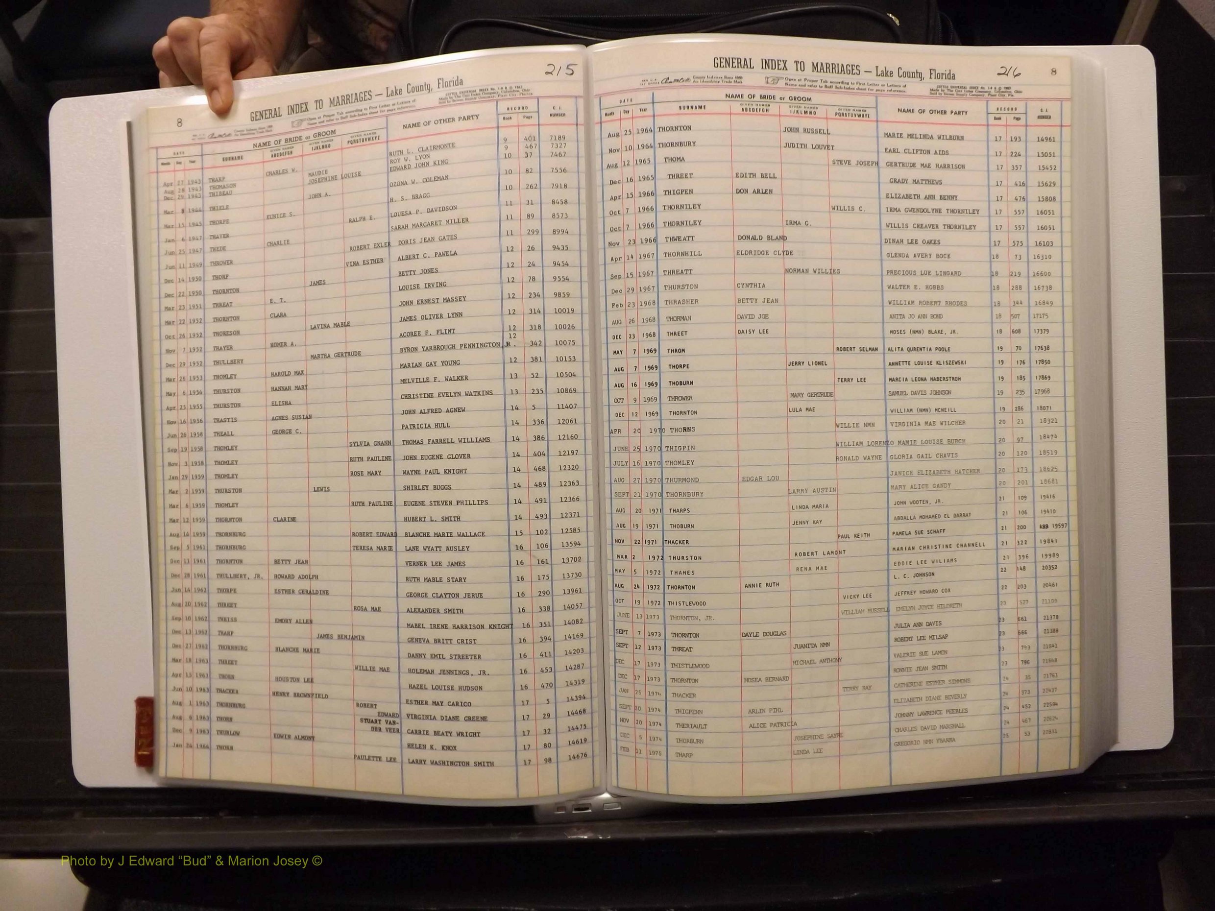 Lake Co, FL Marriage Index T-Z, 1889-1986 (111).JPG