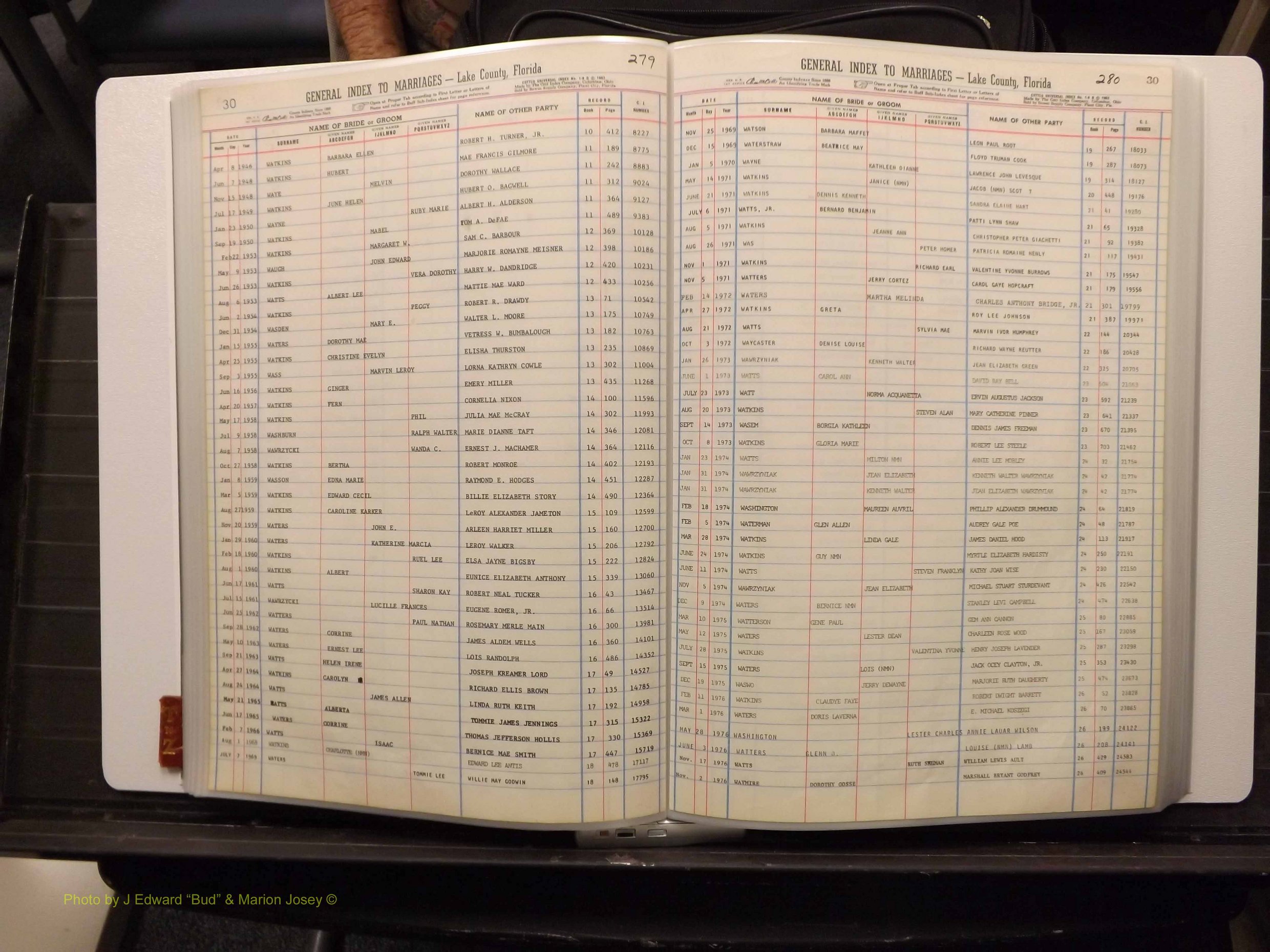 Lake Co, FL Marriage Index T-Z, 1889-1986 (146).JPG