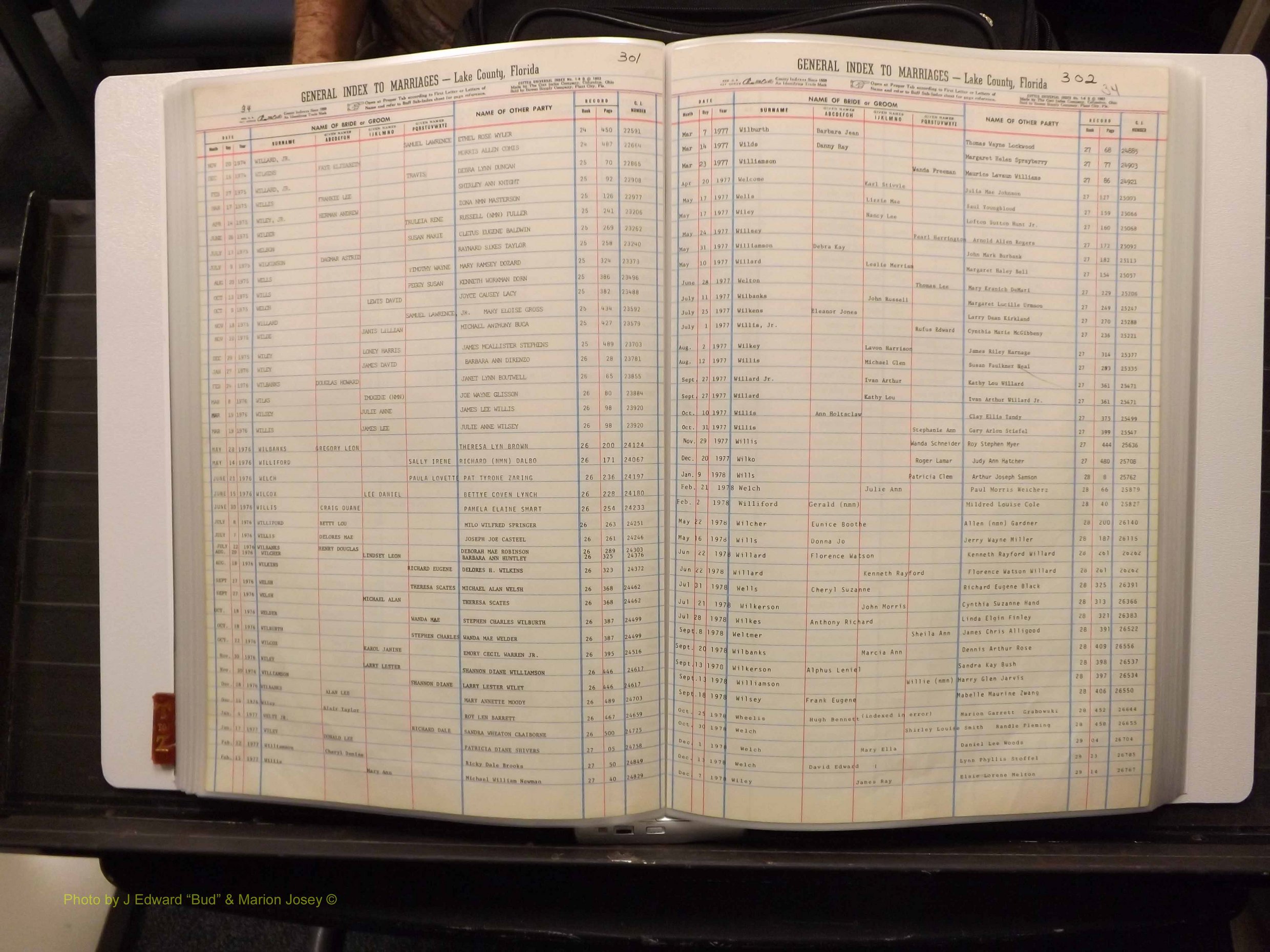 Lake Co, FL Marriage Index T-Z, 1889-1986 (158).JPG