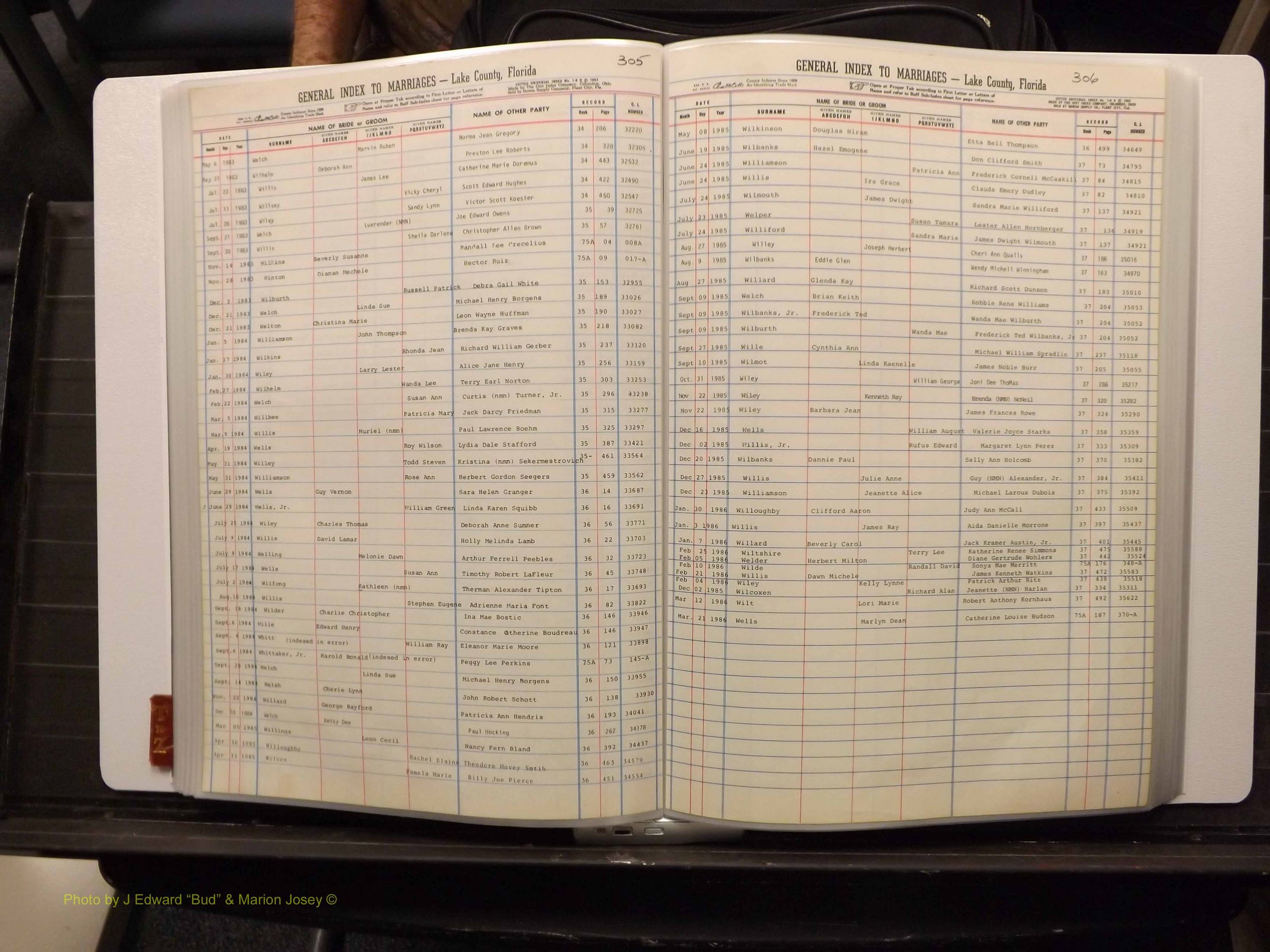 Lake Co, FL Marriage Index T-Z, 1889-1986 (160).JPG