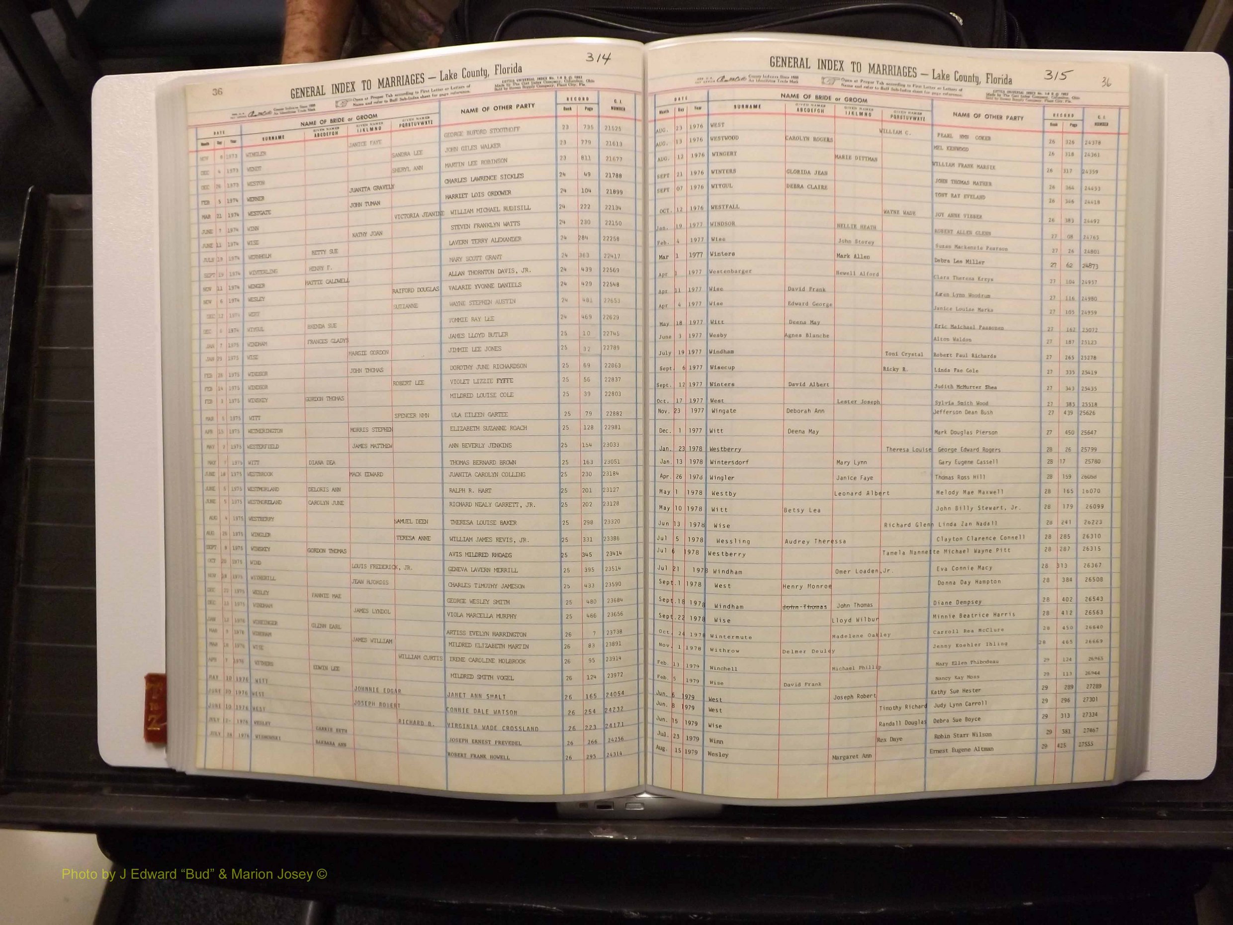 Lake Co, FL Marriage Index T-Z, 1889-1986 (165).JPG