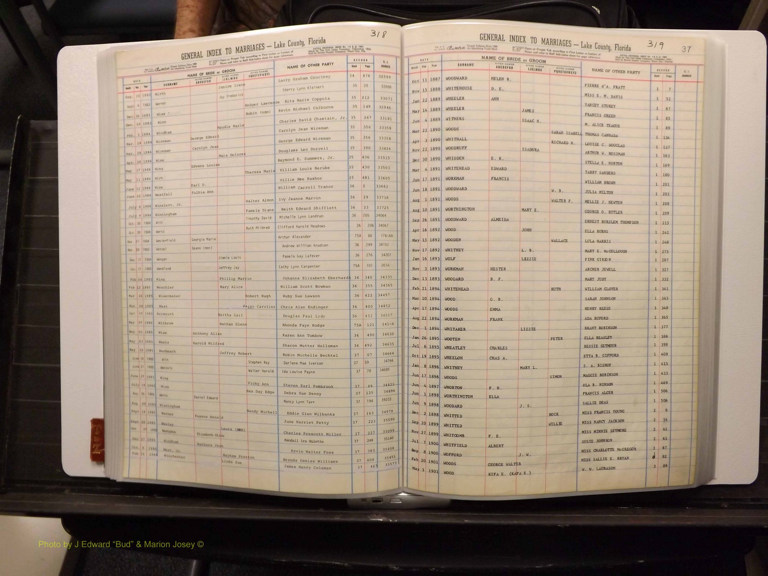 Lake Co, FL Marriage Index T-Z, 1889-1986 (167).JPG